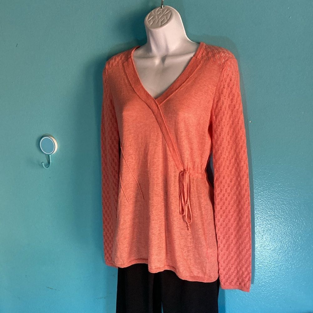 Anthropologie Rosie Neira Anthropologie Size S Peach Knit Sweater Faux Tie Size S / US 4 / IT 40 - 7 Thumbnail