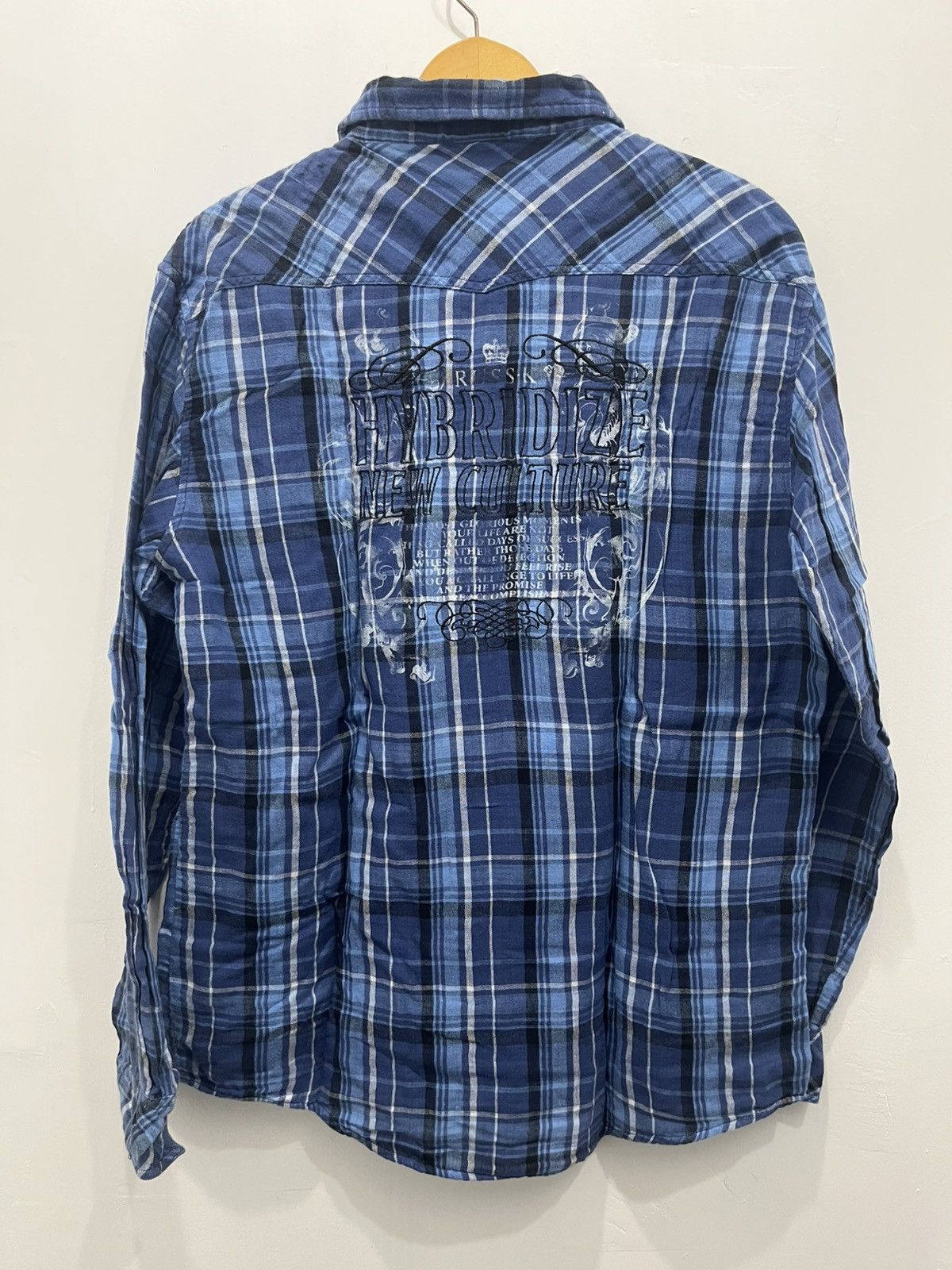 Japanese Brand Russ-K Japanese Flannel Poem The World Exist Perfect Size US XL / EU 56 / 4 - 9 Thumbnail
