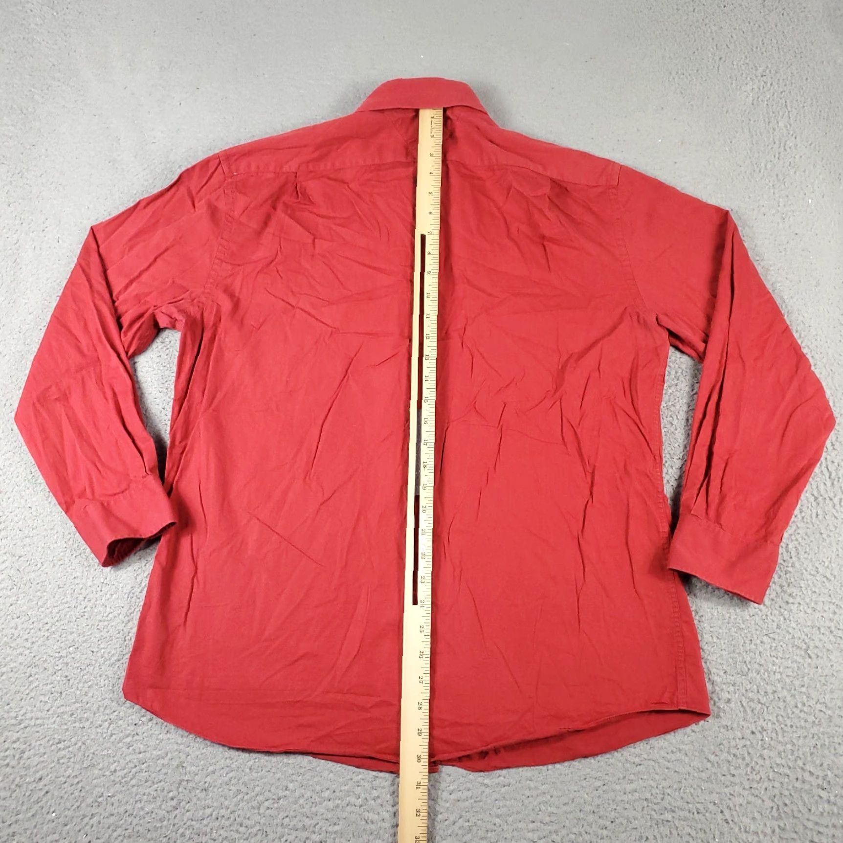 Tommy Hilfiger Tommy Hilfiger Dress Shirt Men 16.5 Red Long Sleeve Button Up Solid Classic Modern Size 42R - 3 Thumbnail