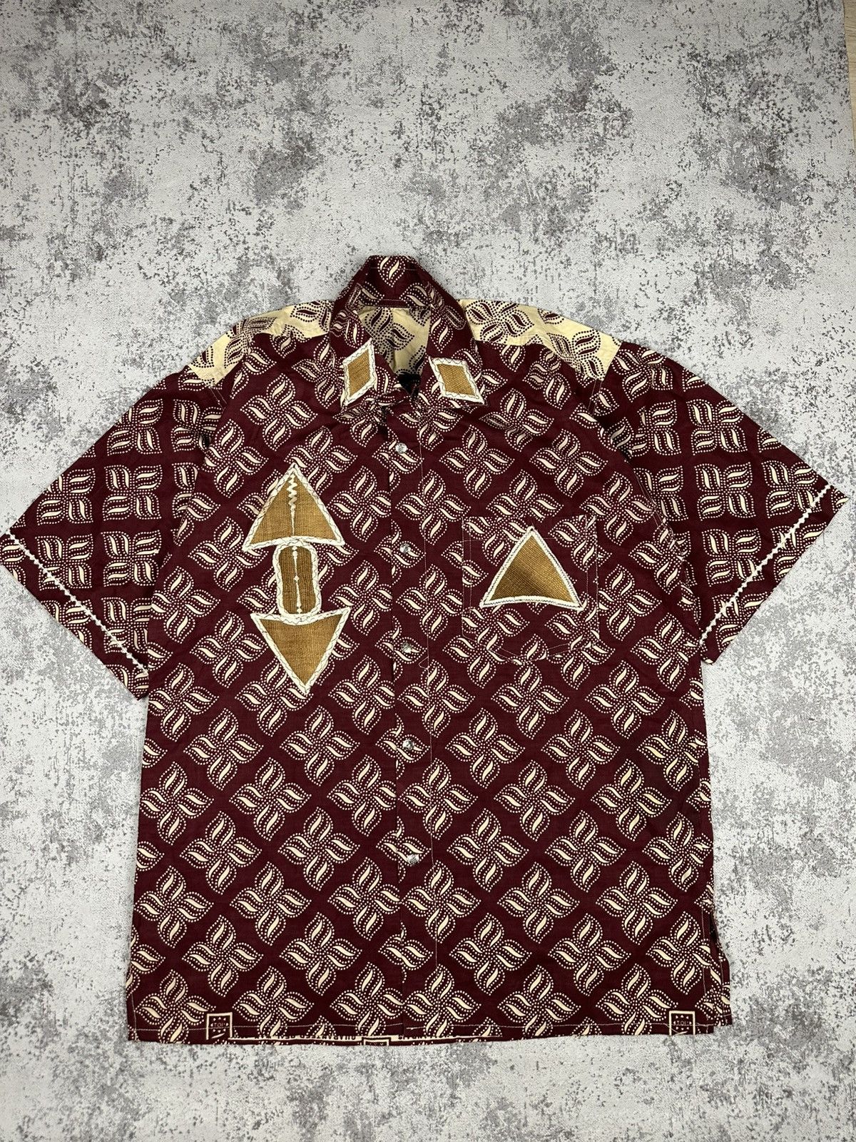 Vintage Handmade African Wax Print Shirt USA Buttons Size US XL / EU 56 / 4 - 1 Thumbnail