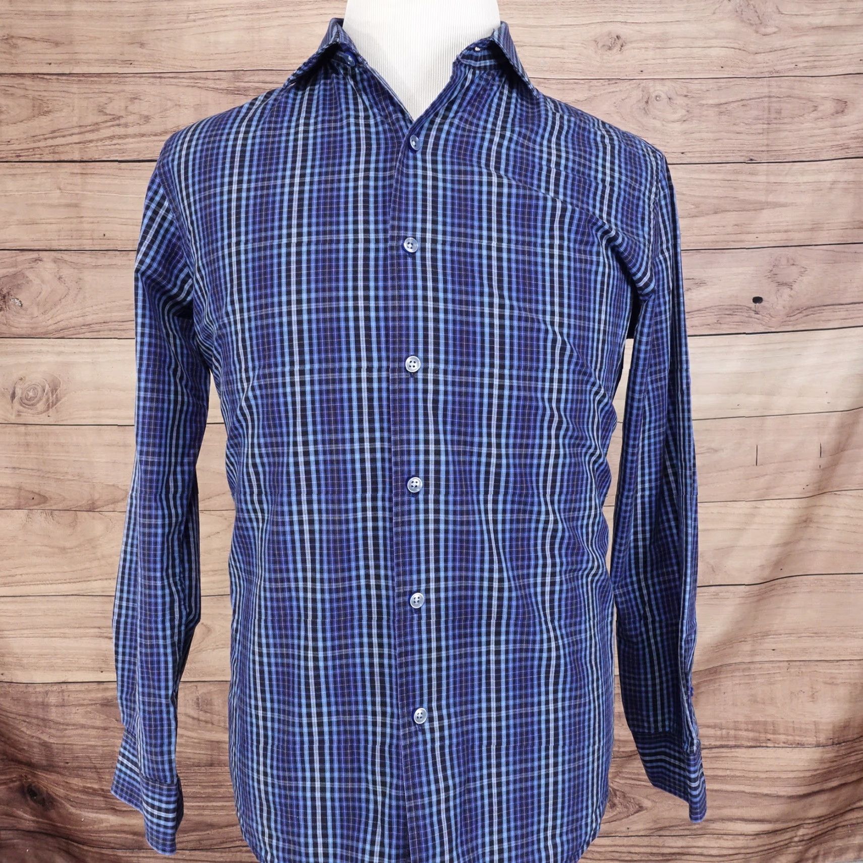 Tasso Elba TASSO ELBA BUTTON DOWN SHIRT MENS LONG SLEEVE CHECK BLUE SIZE M 15-15.5 Size US M / EU 48-50 / 2 - 3 Thumbnail