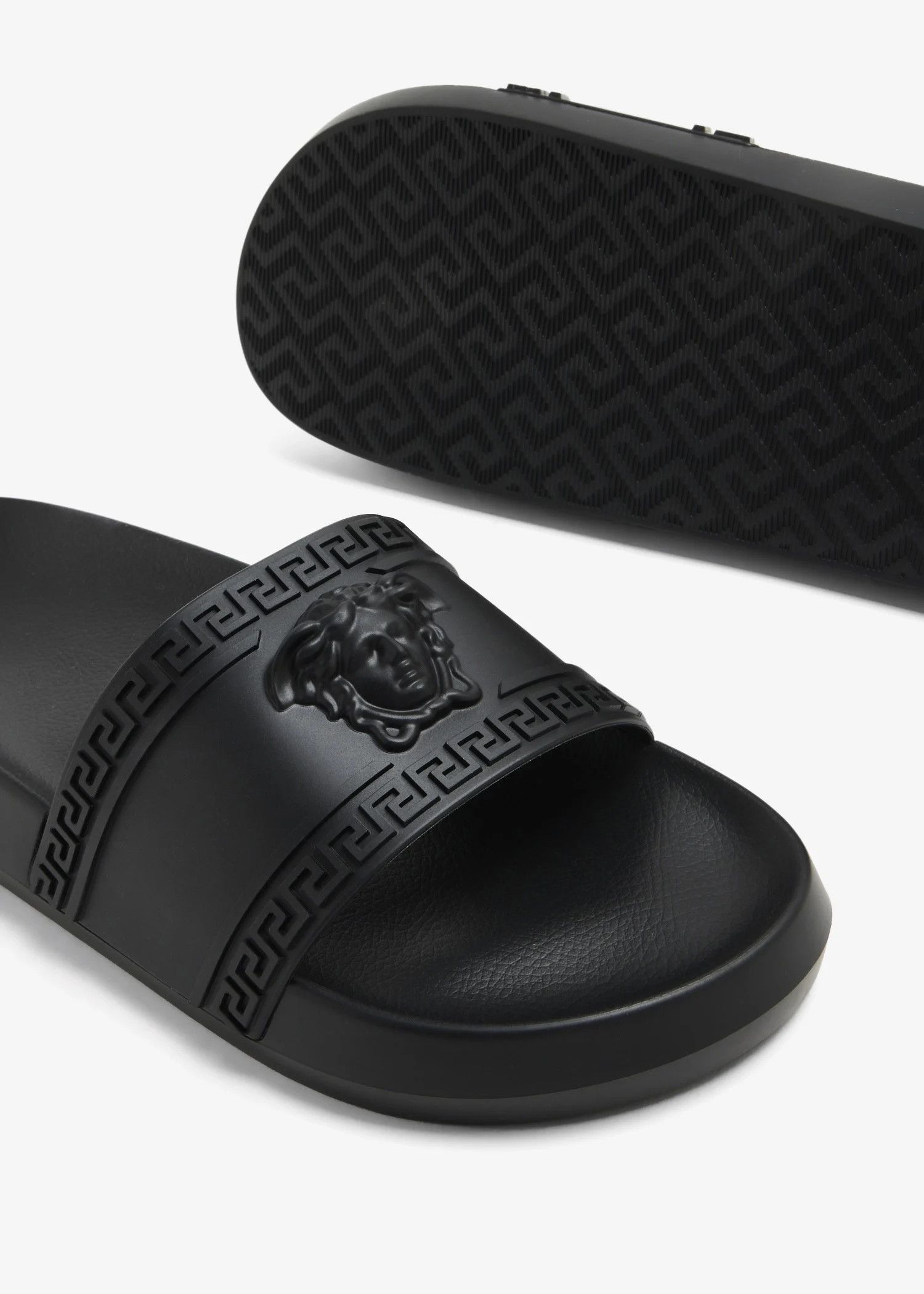 Versace o1s22i1n0125 Palazzo Rubber Slides in Black Size US 7 / EU 40 - 3 Thumbnail