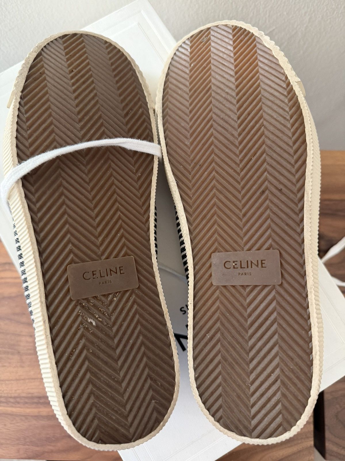 Celine CELINE - BLACK/WHITE STRIPE SNEAKERS - HEDI SLIMANE Size US 8 / EU 41 - 5 Thumbnail