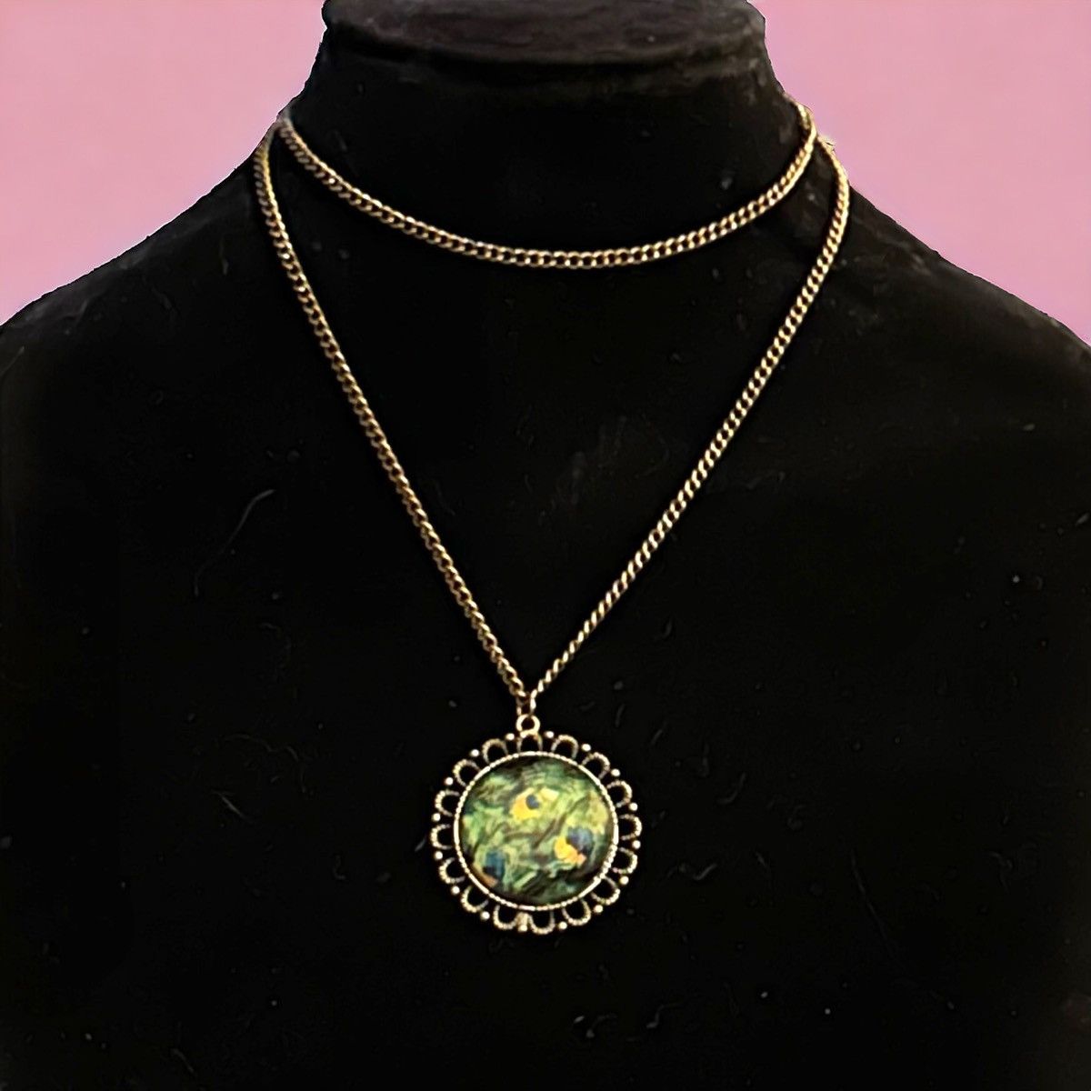 Other Bronze tone peacock feather print pendant necklace Size ONE SIZE - 1 Thumbnail