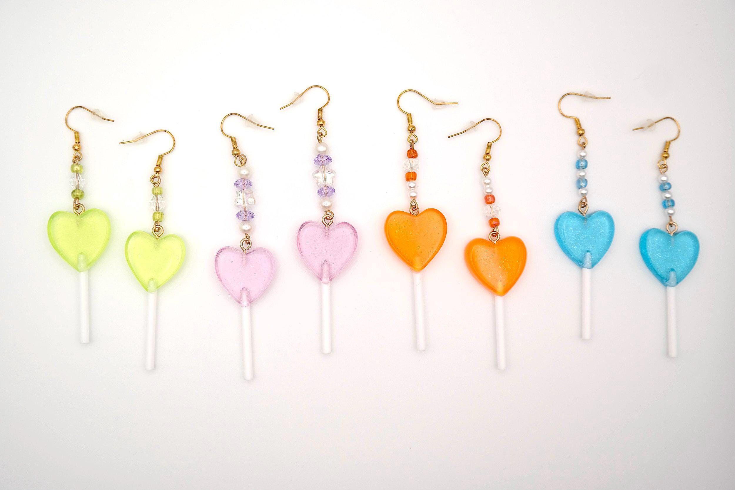 Handmade Heart Lollipop Earrings Size ONE SIZE - 7 Thumbnail