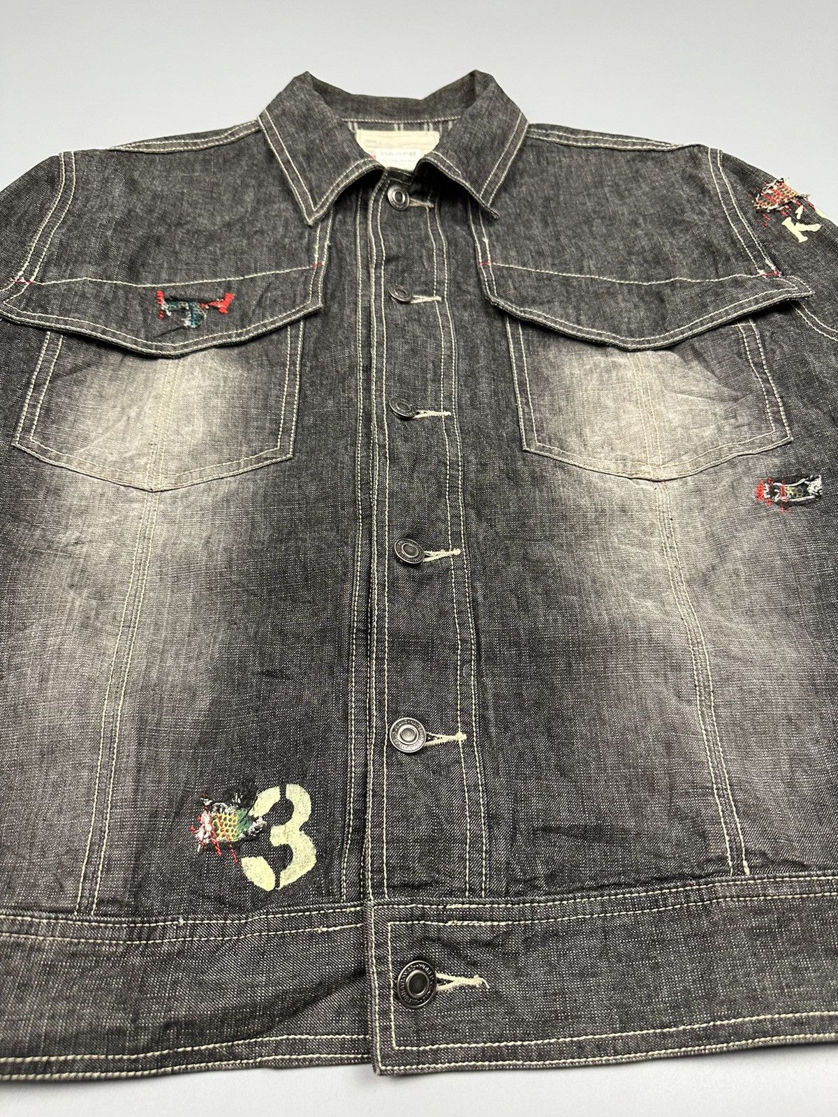 Japanese Brand Distressed K Company Sashiko Boro Denim Jacket Size US L / EU 52-54 / 3 - 4 Thumbnail