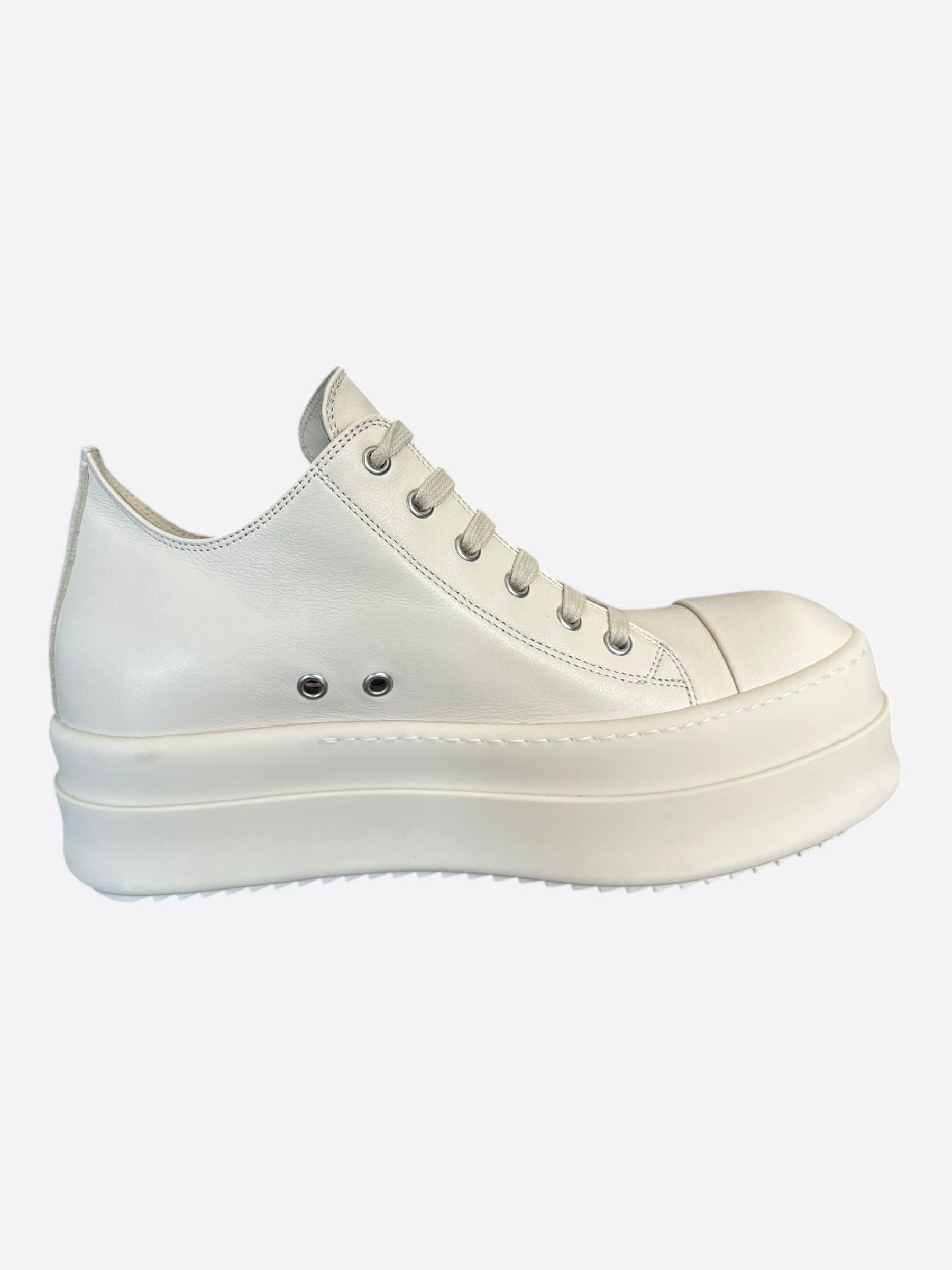 Rick Owens White Leather Mega Bumper Women's Low Top Sneakers Size US 10 / IT 40 - 5 Thumbnail