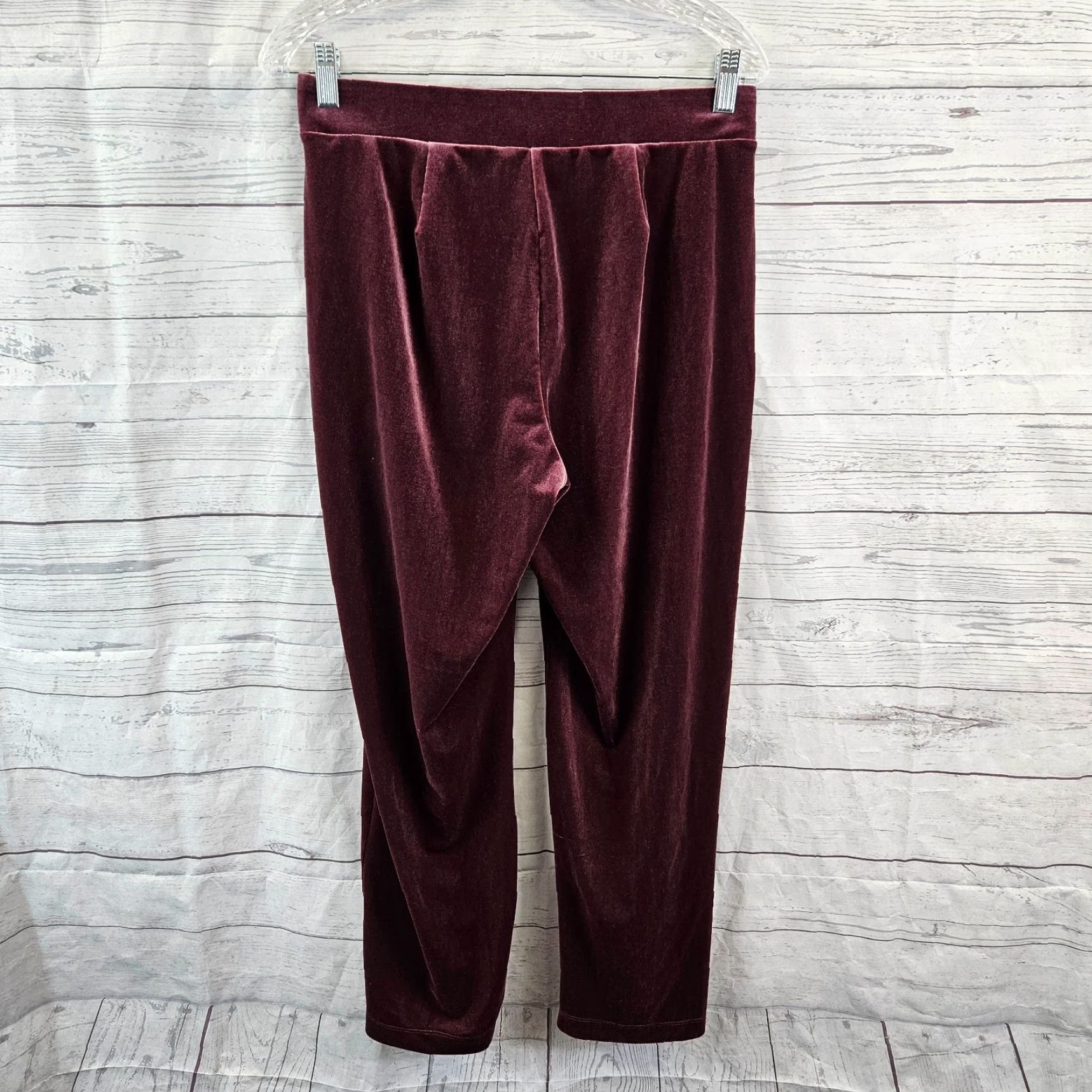 Loft Ann Taylor LOFT Womens Velvet Ankle Pants Small Burgundy Pull On High Rise Womens Size 28" / US 6 / IT 42 - 3 Thumbnail