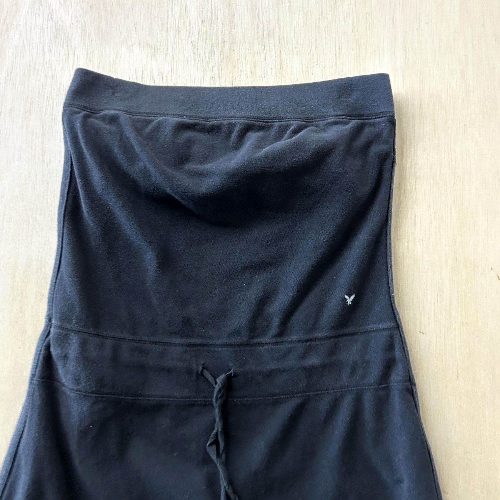 American Eagle Outfitters VINTAGE American Eagle Outfitters Skirt Womens M Black Fleece Mini Drawstring Size 32" / US 10 / IT 46 - 2 Thumbnail