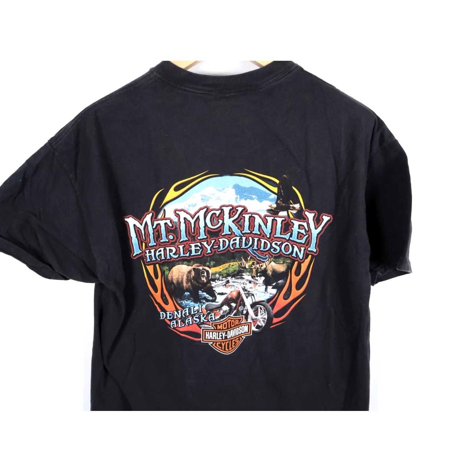 Harley Davidson Harley-Davidson T-Shirt Men's Large Black Denali Alaska Mt. McKinley Flames Y2K Size US L / EU 52-54 / 3 - 4 Thumbnail
