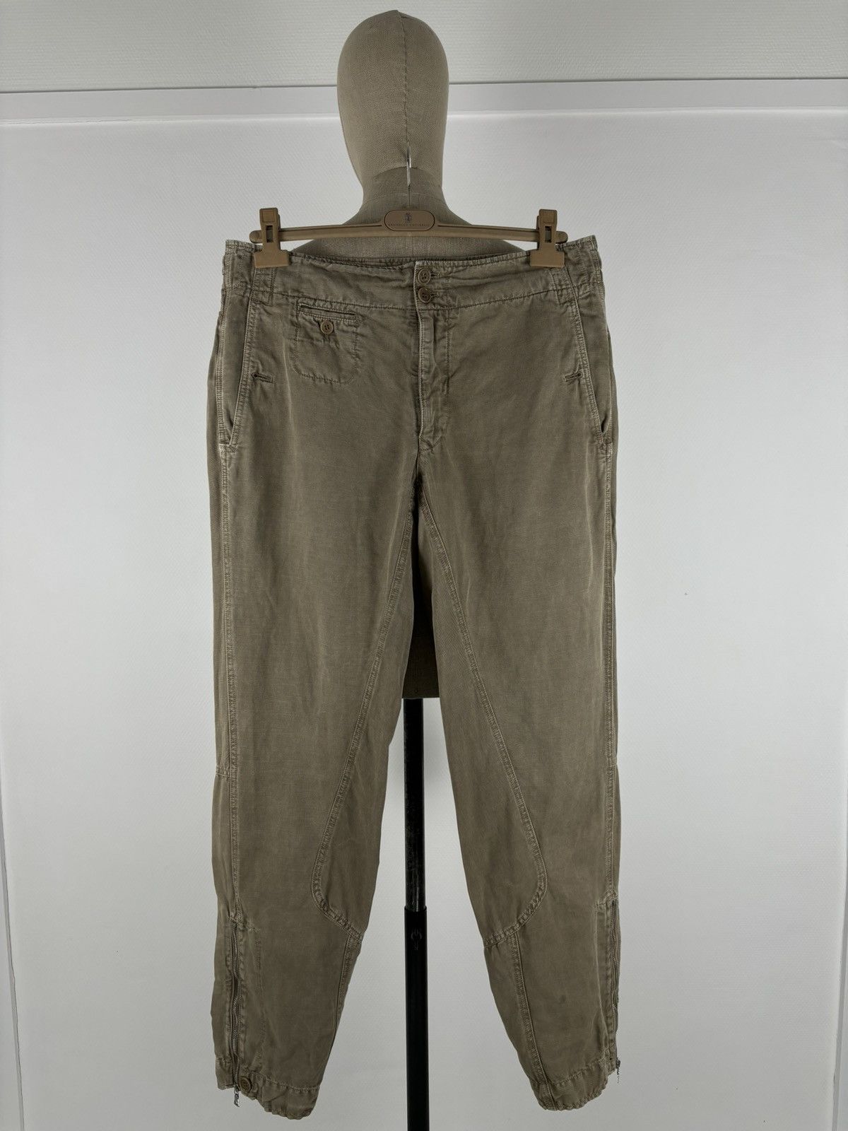 Prada Archive Linen-Cotton Garment Dyed Pants Cargo Zip Trousers Size US 33 - 2 Thumbnail
