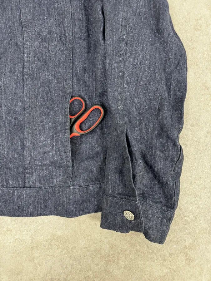 Givenchy 1990s Givenchy Navy Linen Trucker Jacket Size US M / EU 48-50 / 2 - 8 Thumbnail