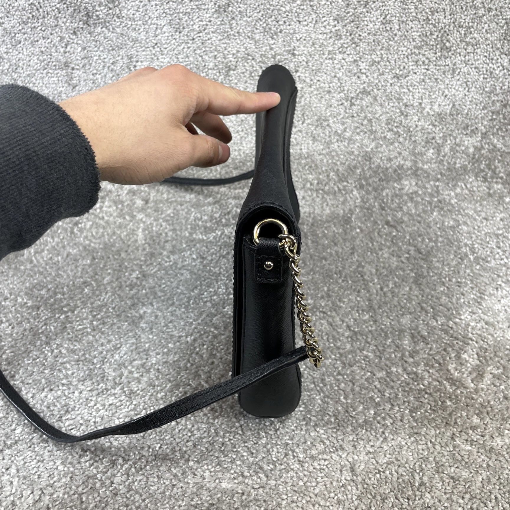 Vintage Kate Spade New York Bag Womens Medium Black Leather Inner Pocket Chain Shoulder Strap Size ONE SIZE - 3 Thumbnail