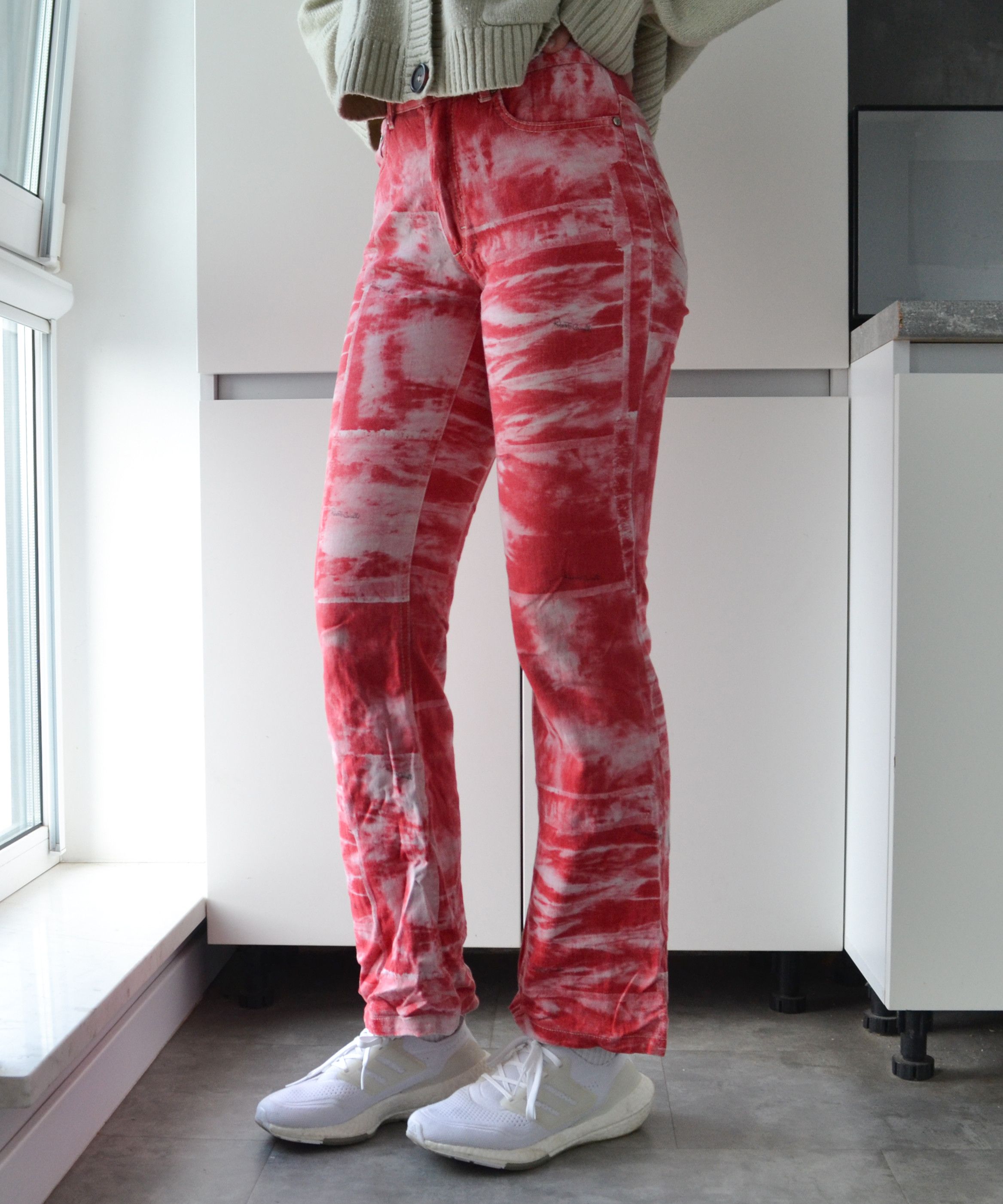 image of Just Cavalli x Roberto Cavalli Jeans Pants Print Printed Abstract Red, Women's (Size 28)