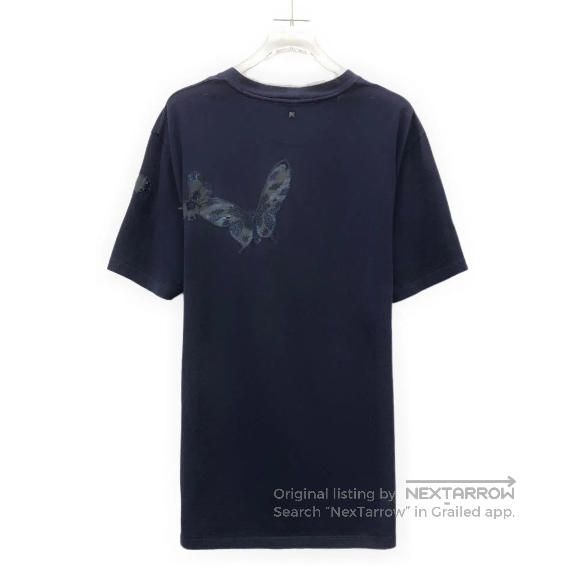 Valentino Valentino Dark blue butterfly embroidered cotton round-nec Size US S / EU 44-46 / 1 - 2 Thumbnail
