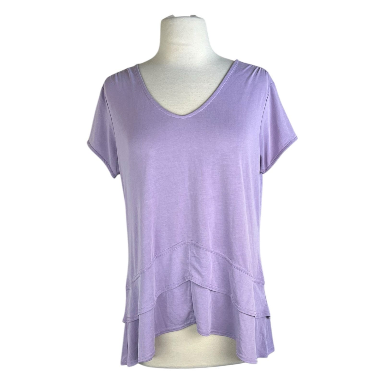 Vintage Green Tea Lavender Tiered Ruffle Short Sleeve Top Size S / US 4 / IT 40 - 1 Thumbnail