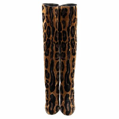 Dolce & Gabbana o1y0925 Velvet Boots in Camel/Black Size US 4 / IT 34 - 4 Thumbnail