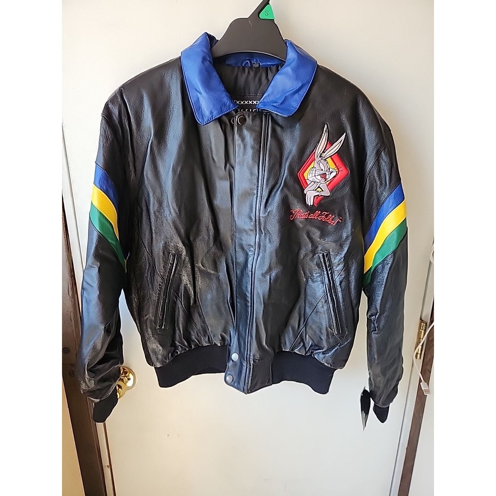 Warner Bros 1998 Biker Looney Tunes Leather Embroidered Jacket L Size US L / EU 52-54 / 3 - 1 Thumbnail