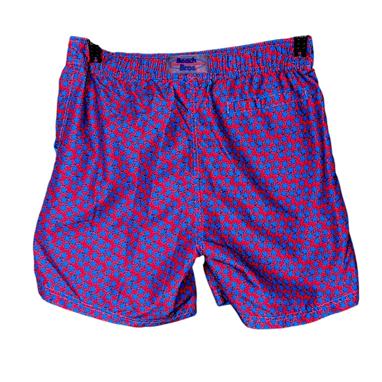 Other Beach Bros Star Pattern Red & Blue Men's Swim Trunks Beach M Size US 32 / EU 48 - 3 Thumbnail