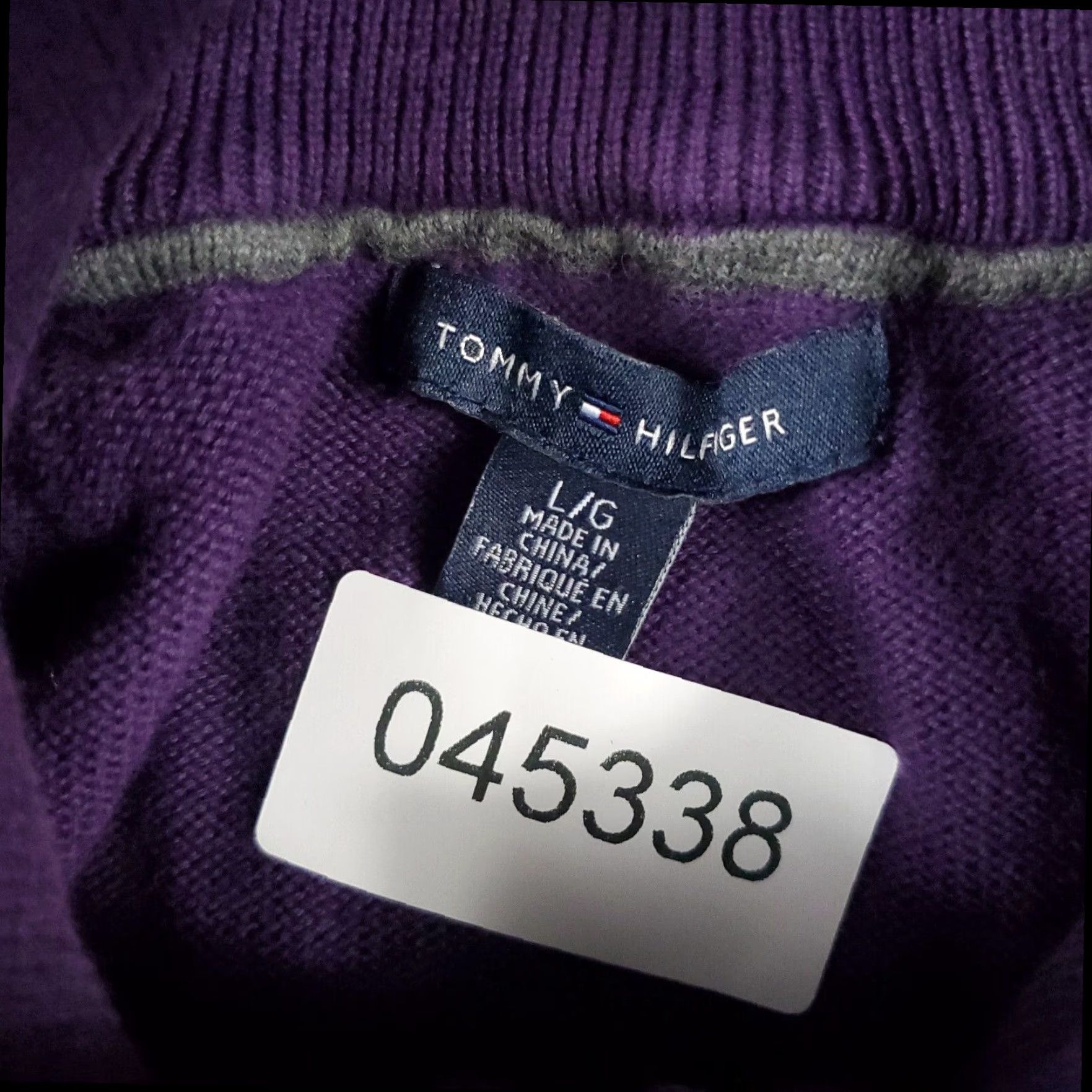 Tommy Hilfiger Tommy Hilfiger Women's Large Purple 1/4 Zip Crew Neck Sweater Pullover Cotton Blend Long Sleeve Size L / US 10 / IT 46 - 8 Thumbnail