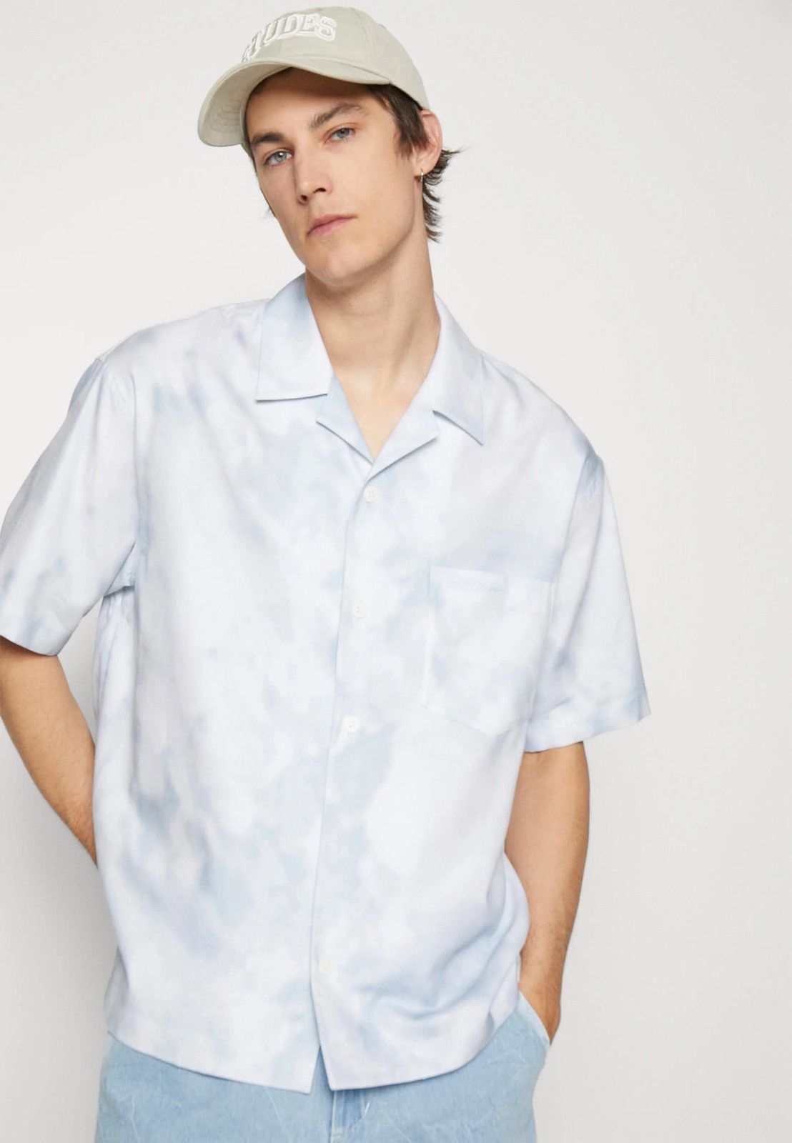 Wooyoungmi !DS! SS23 Solid Homme Sky Cloud Short Sleeve Button UP Shirt Size US M / EU 48-50 / 2 - 5 Thumbnail