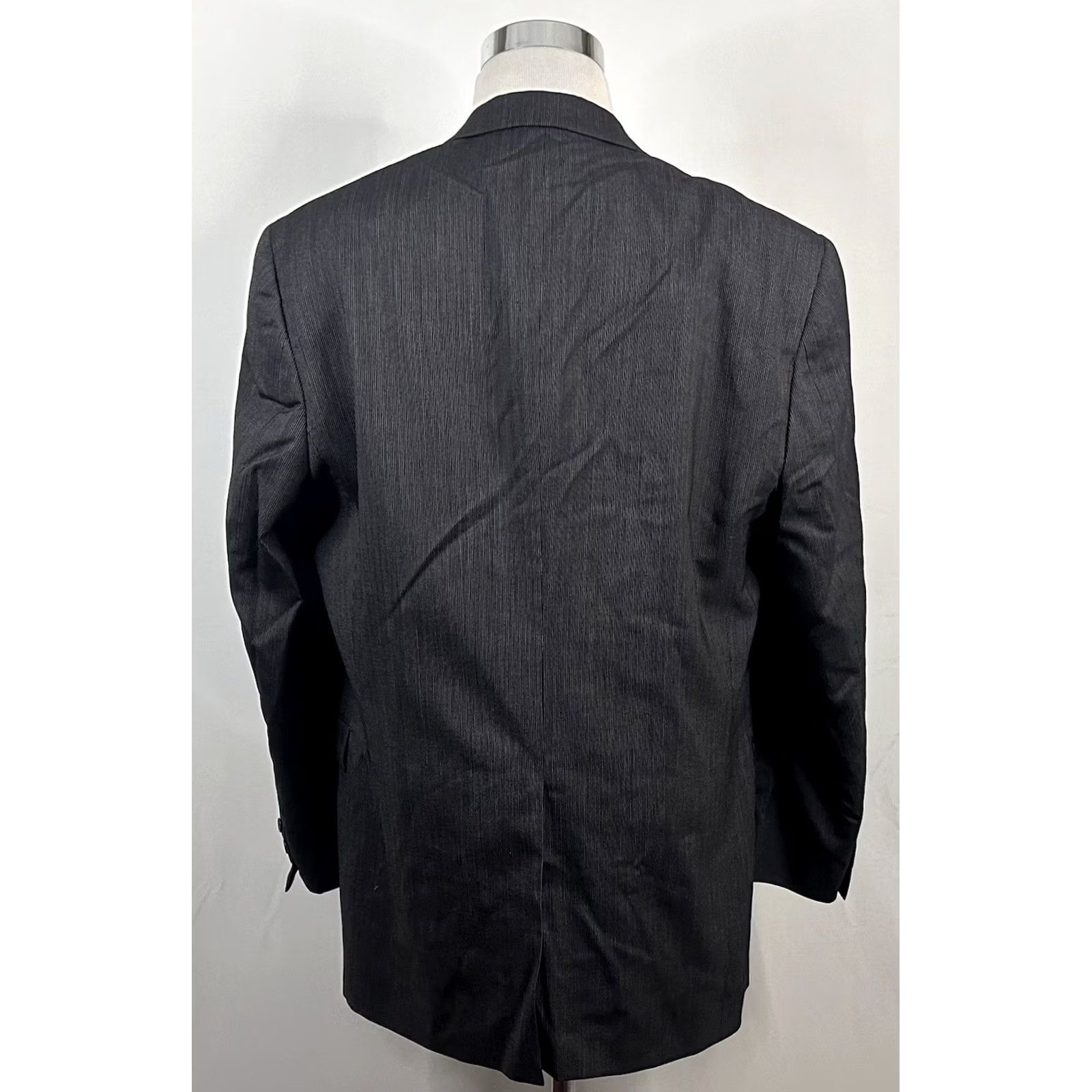 Hart Schaffner Marx Hart Schaffner Marx 46L Travelor Suit 2 Piece Black Striped Pleated Two Button Wool Wool Jacket Pants Men Regular Formal Business Wedding 46 Mens Size 38R - 5 Thumbnail