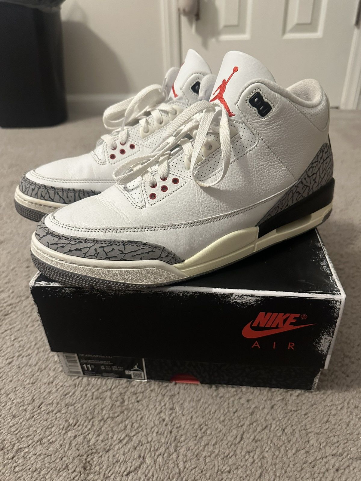 Jordan Brand Air Jordan 3 White Cement Reimagined Size US 11.5 / EU 44-45 - 3 Thumbnail