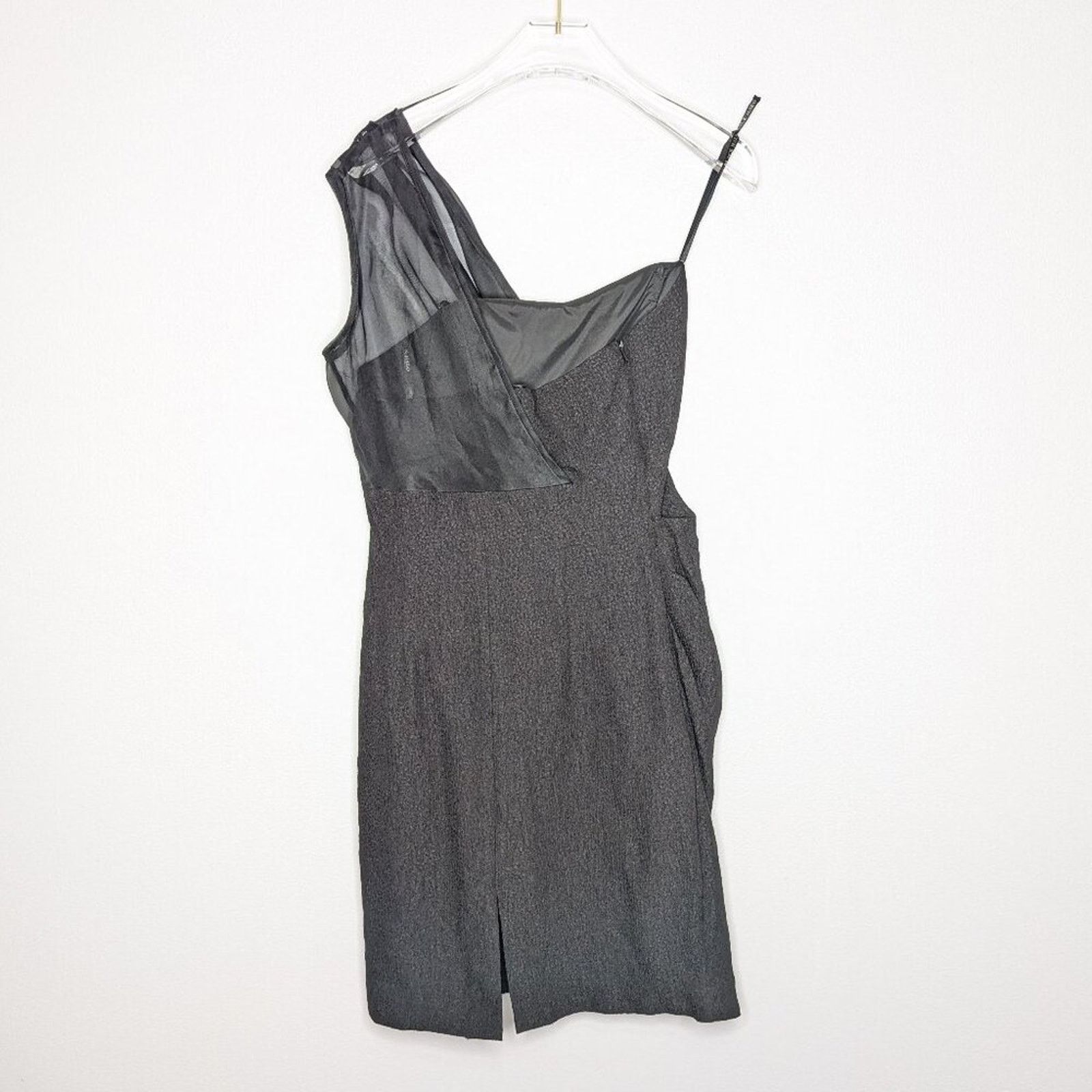 Black Halo Black Halo Black One Shoulder Mini Dress Side Ruching Sheer Size S / US 4 / IT 40 - 2 Thumbnail