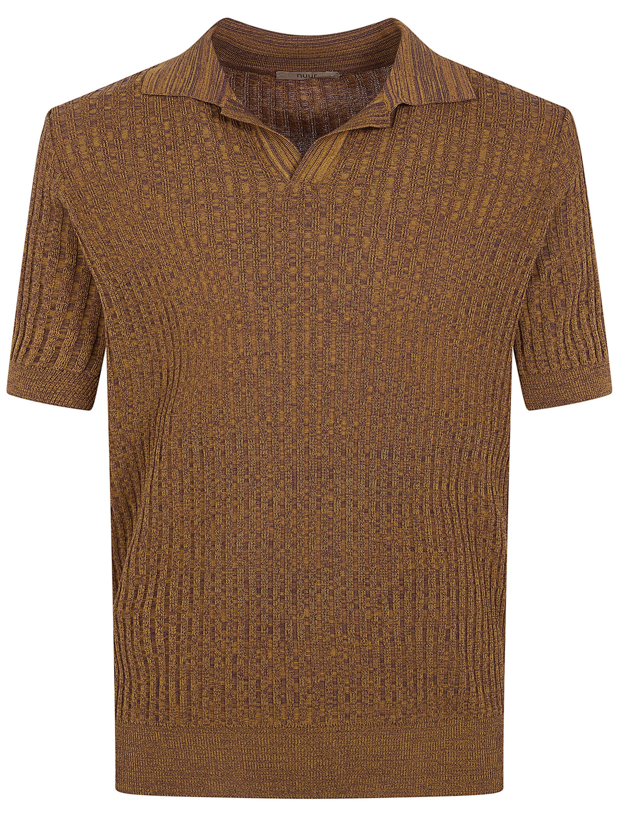 Nuur SHORT SLEEVED POLO NECK MOULINE T-SHIRT Size US XL / EU 56 / 4 - 1 Thumbnail