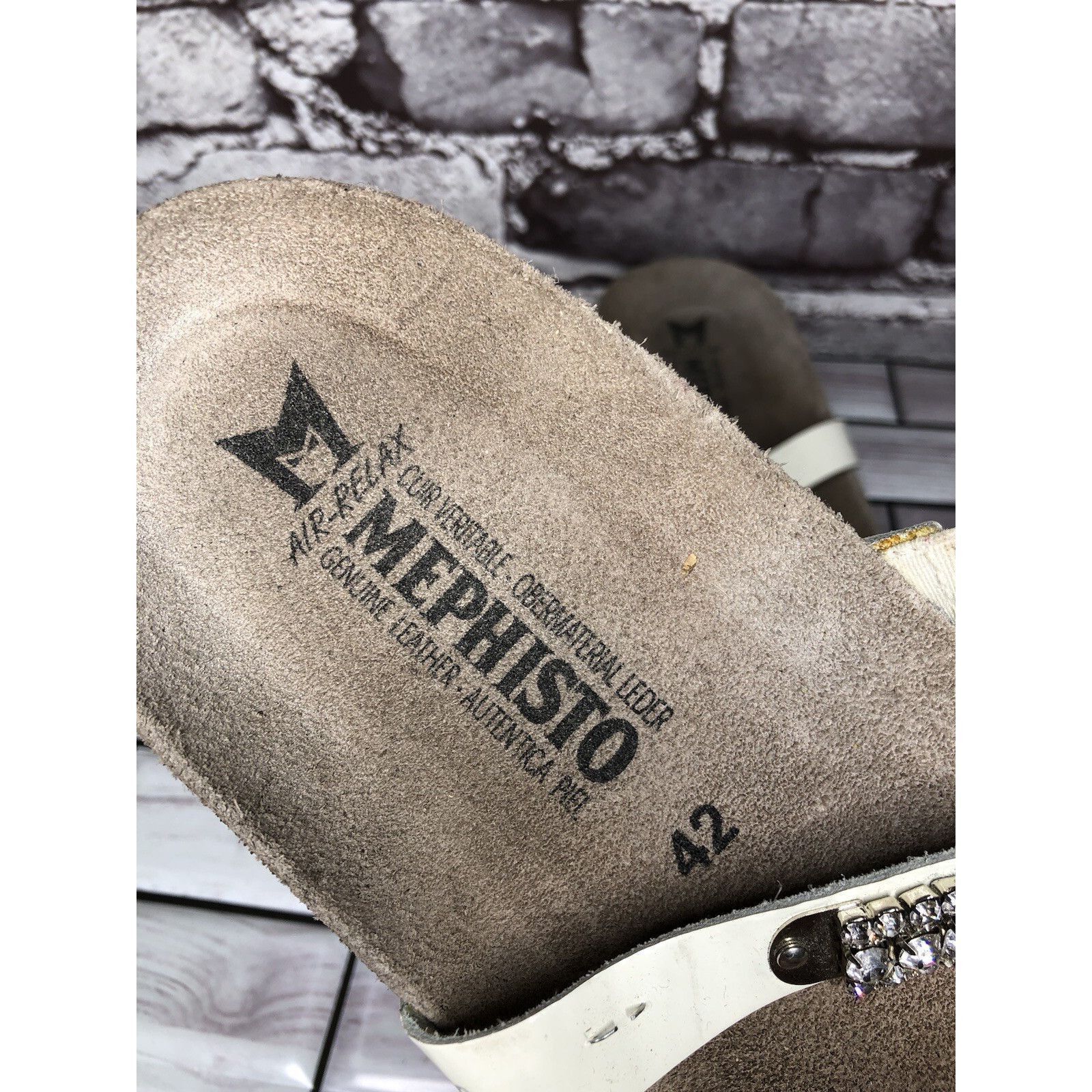 Mephisto Mephisto White Rhinestone Crystal Strap Slide Cork Sandals W Size US 11 / IT 41 - 17 Thumbnail