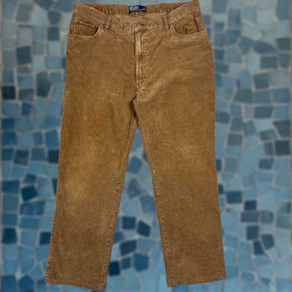 Polo Ralph Lauren VINTAGE Polo Ralph Lauren Corduroy Pants Mens 38x30 Chino Classic Brown Slim/Classic Straight Front Trouser Shirt/Deck? Size US L / EU 52-54 / 3 - 1 Thumbnail