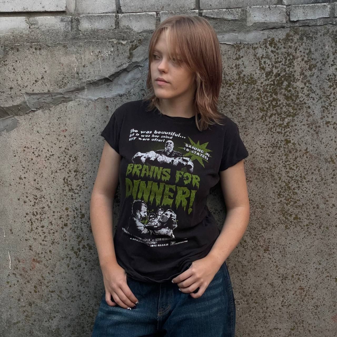 Band Tees × Vintage Vintage T-shirts Brains For Diner Big Logo Distressed Y2K Size L / US 10 / IT 46 - 1 Thumbnail