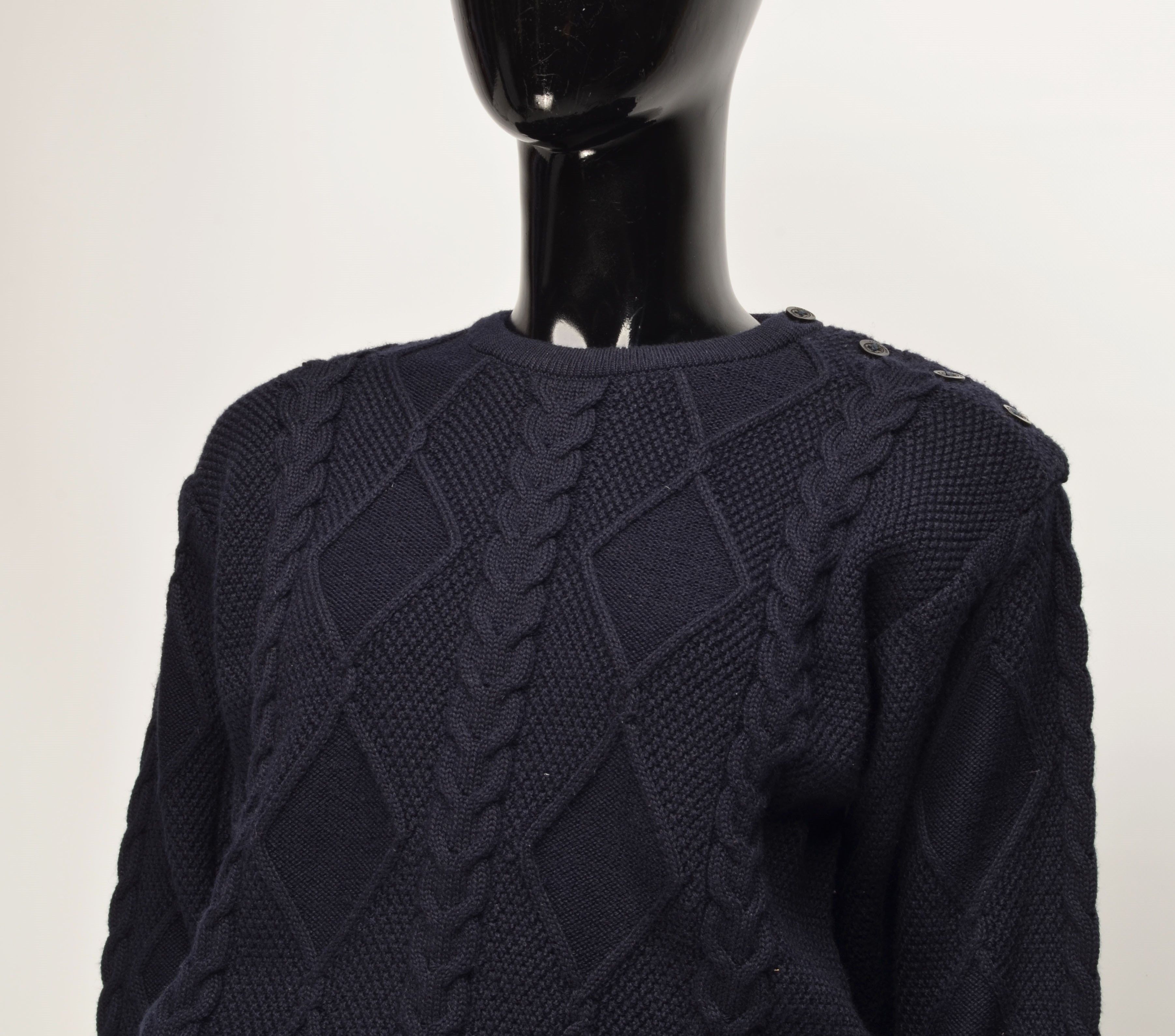Saint James Vintage Saint James Navy Cable Knit Wool Blend Sweater Size S / US 4 / IT 40 - 2 Thumbnail