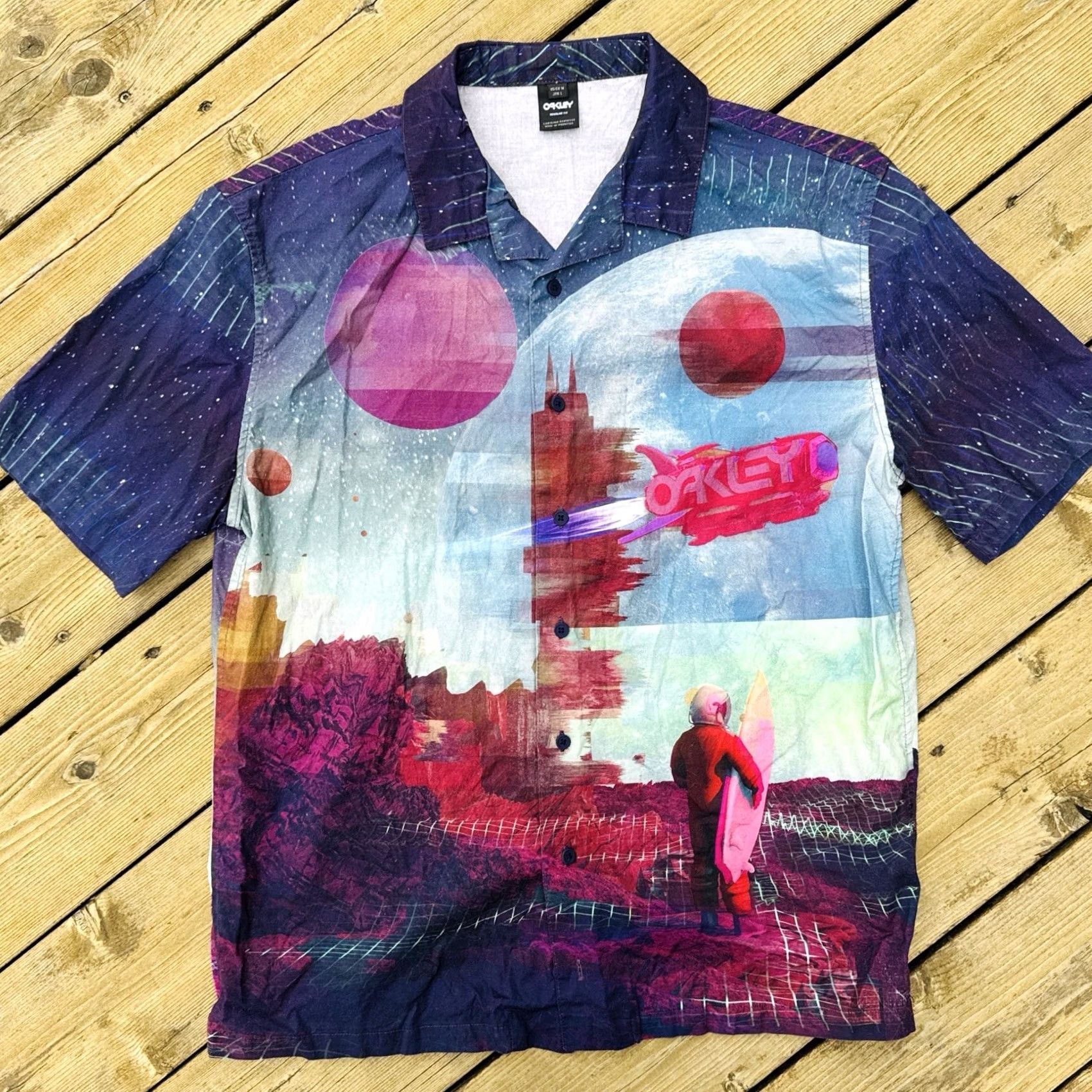 Oakley Oakley Space Surfer AOP Button Up Shirt M Mens Multicolor Polyester Blend Short Sleeve Button-Up Space 2021 FOA401851 Size US M / EU 48-50 / 2 - 2 Thumbnail