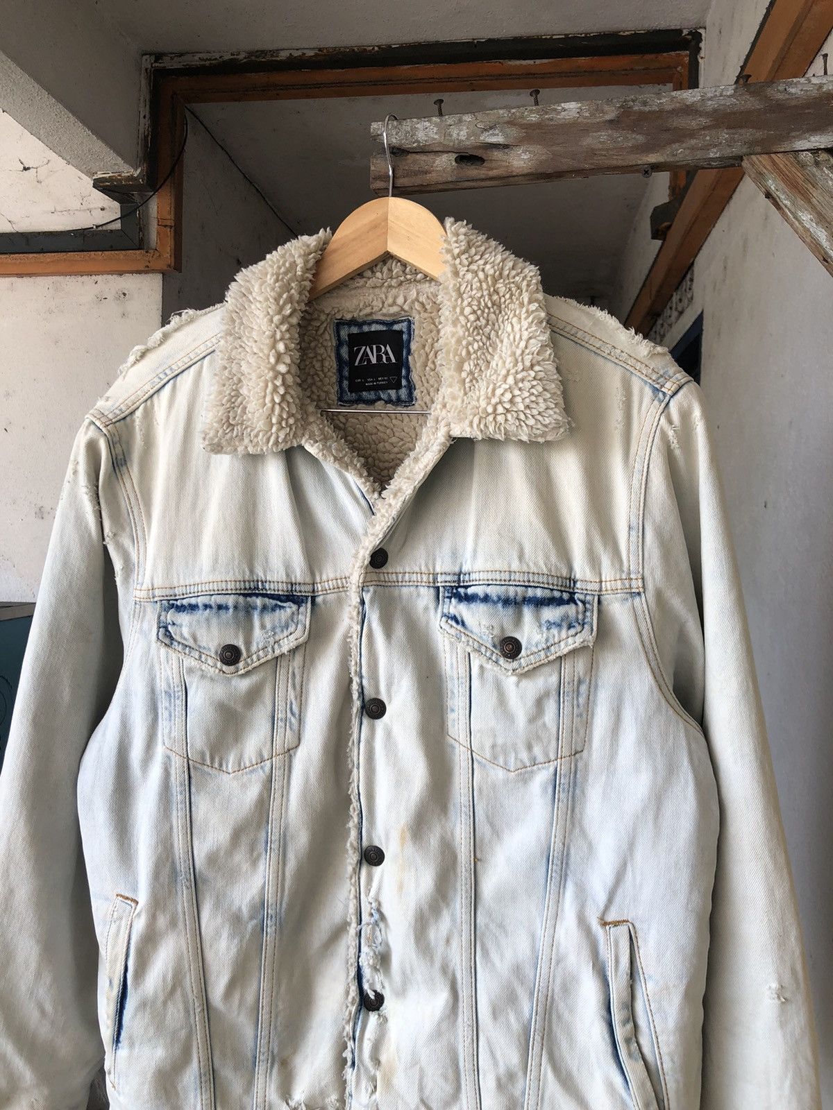 Zara 🔥Zara Distressed Punk Denim Sherpa Jacket If Six Was Nine Size US L / EU 52-54 / 3 - 4 Thumbnail
