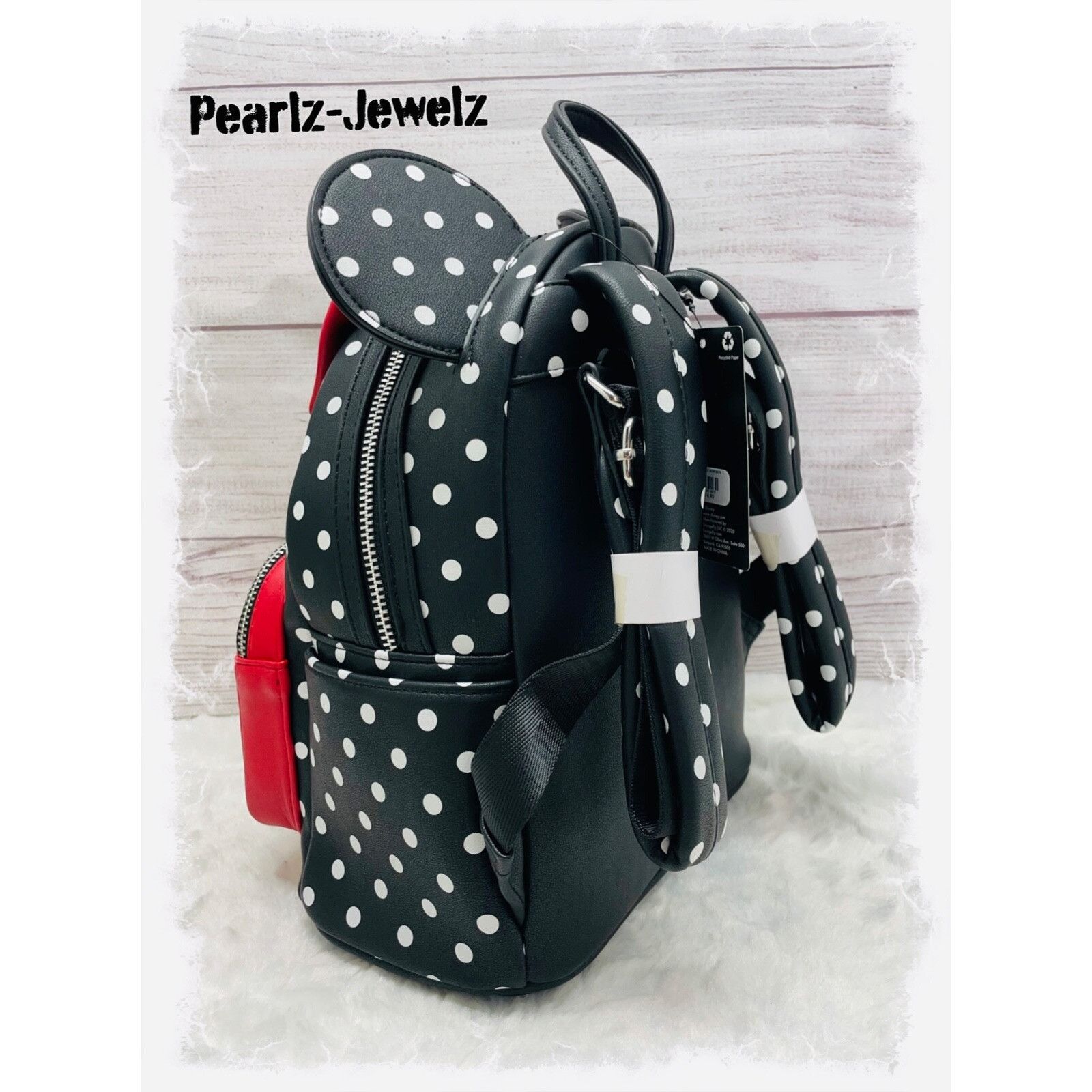 Disney Loungefly Disney Minnie Mouse Polka Dots Black & Red Bow Min Size ONE SIZE - 4 Thumbnail