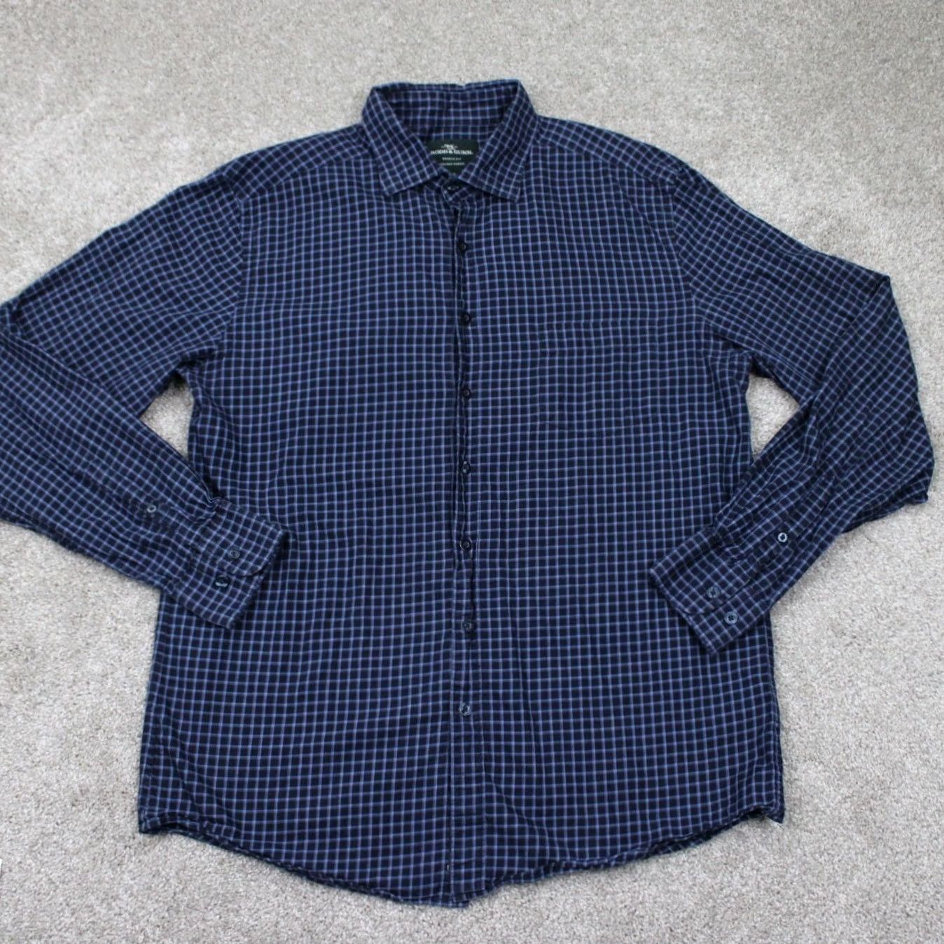 Rodd & Gunn Rodd & Gunn Shirt Mens XL Blue Leggiuno Cotton L/S Button-Up Check Knit? (rephrase) Size US XL / EU 56 / 4 - 2 Thumbnail
