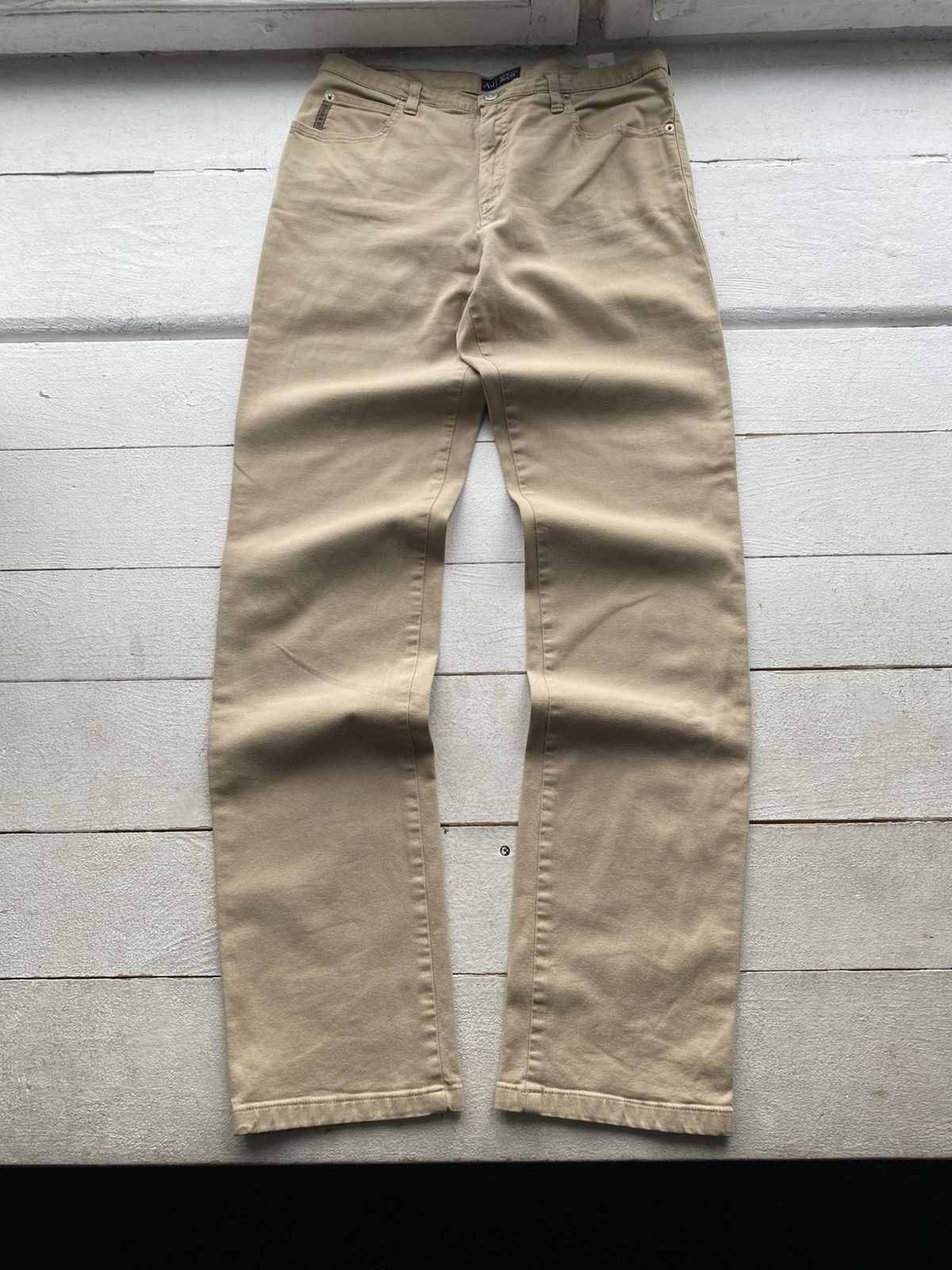 Armani Retro Luxury 90s AJ Armani Jeans Thommer Slim Beige Pants Size US 31 - 1 Thumbnail