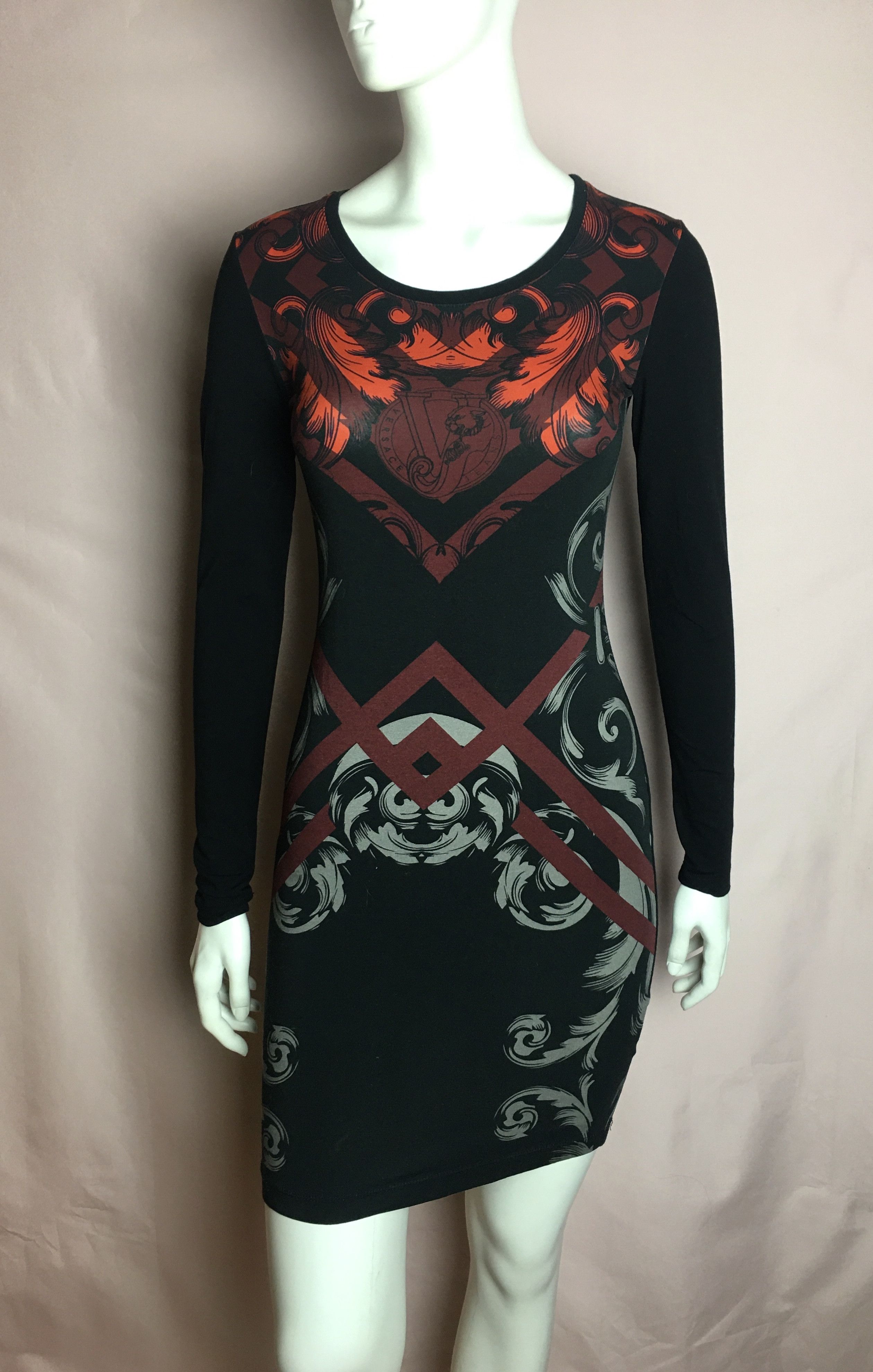 Versace Versace Jeans Couture Baroque Logo Black Mini Dress Size S / US 4 / IT 40 - 4 Thumbnail