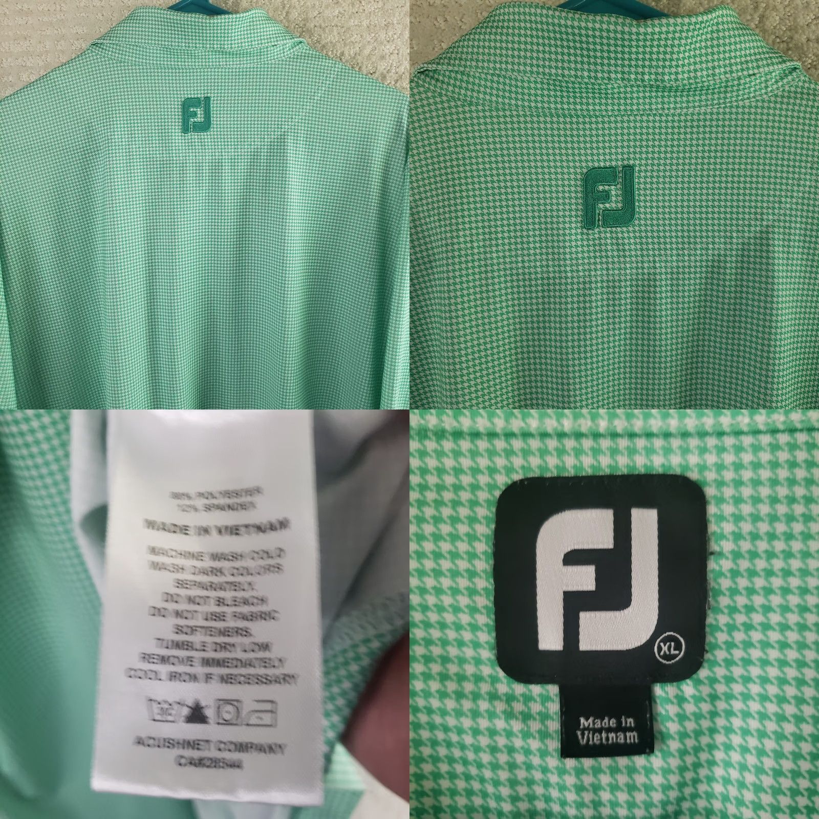 Footjoy FootJoy Polo Men XL Green Geometric Stretch Performance Golf Etowah Valley GC Shirt Modern Casual Activewear Size US XL / EU 56 / 4 - 8 Thumbnail