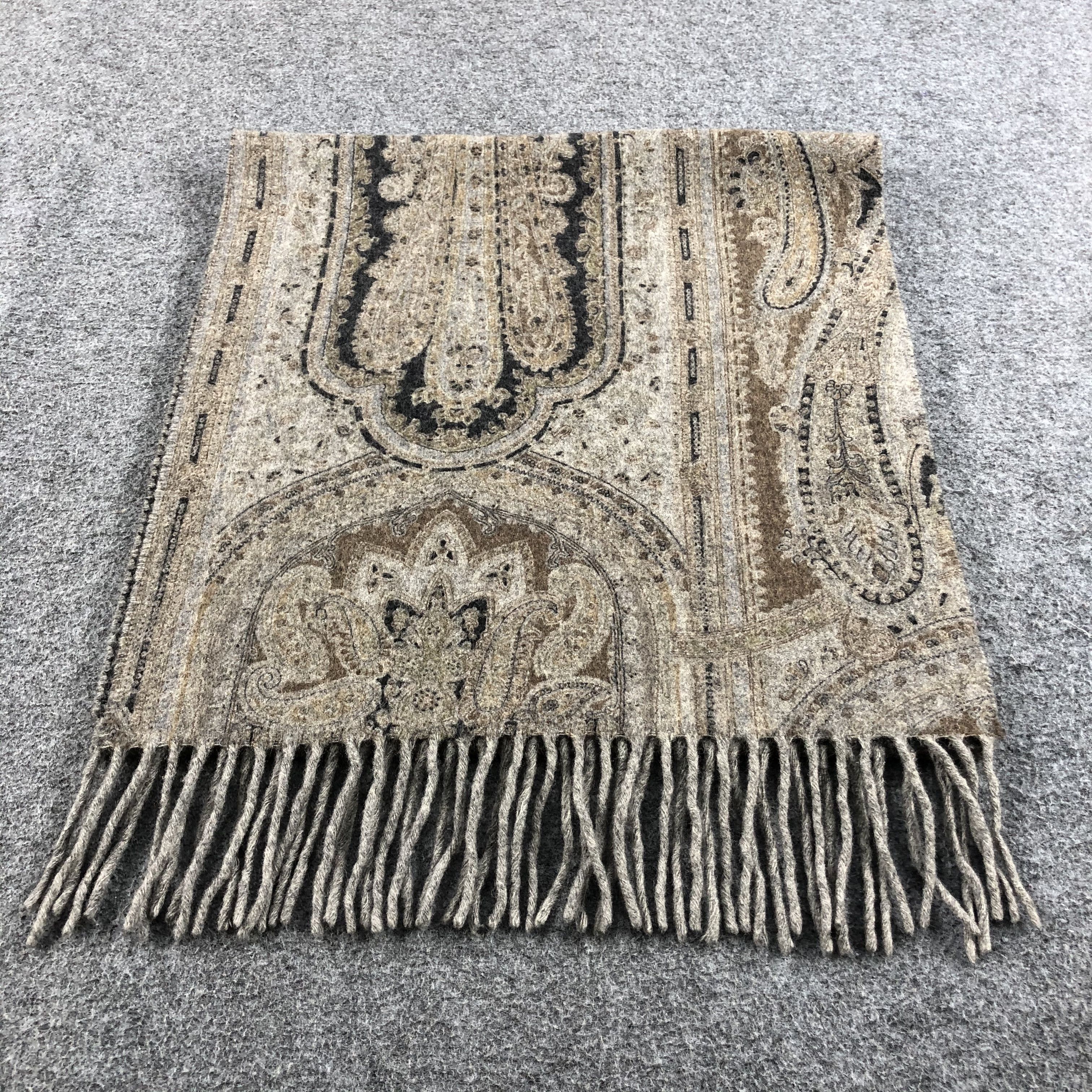 Vintage Double Sided Paisley Houndstooth Scarf Muffler Wool V766 Size ONE SIZE - 2 Thumbnail