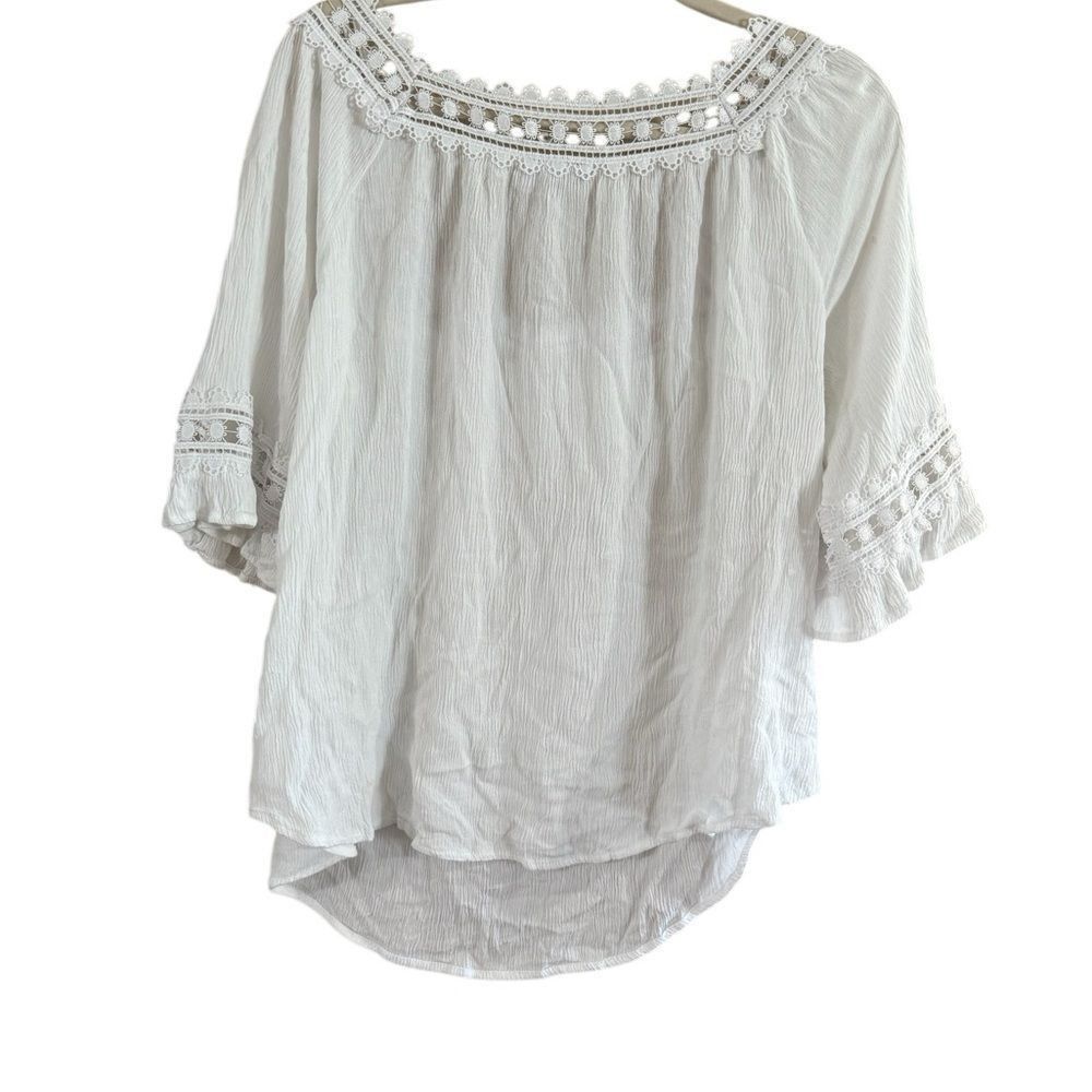 Other Cream Relaxed Blouse with Flutter Sleeves Size XL / US 12-14 / IT 48-50 - 9 Thumbnail