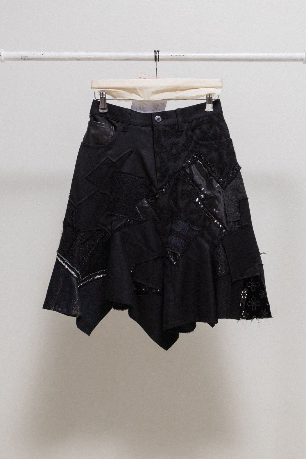 FW14 Lace tweed wool and sequins patchwork skirt