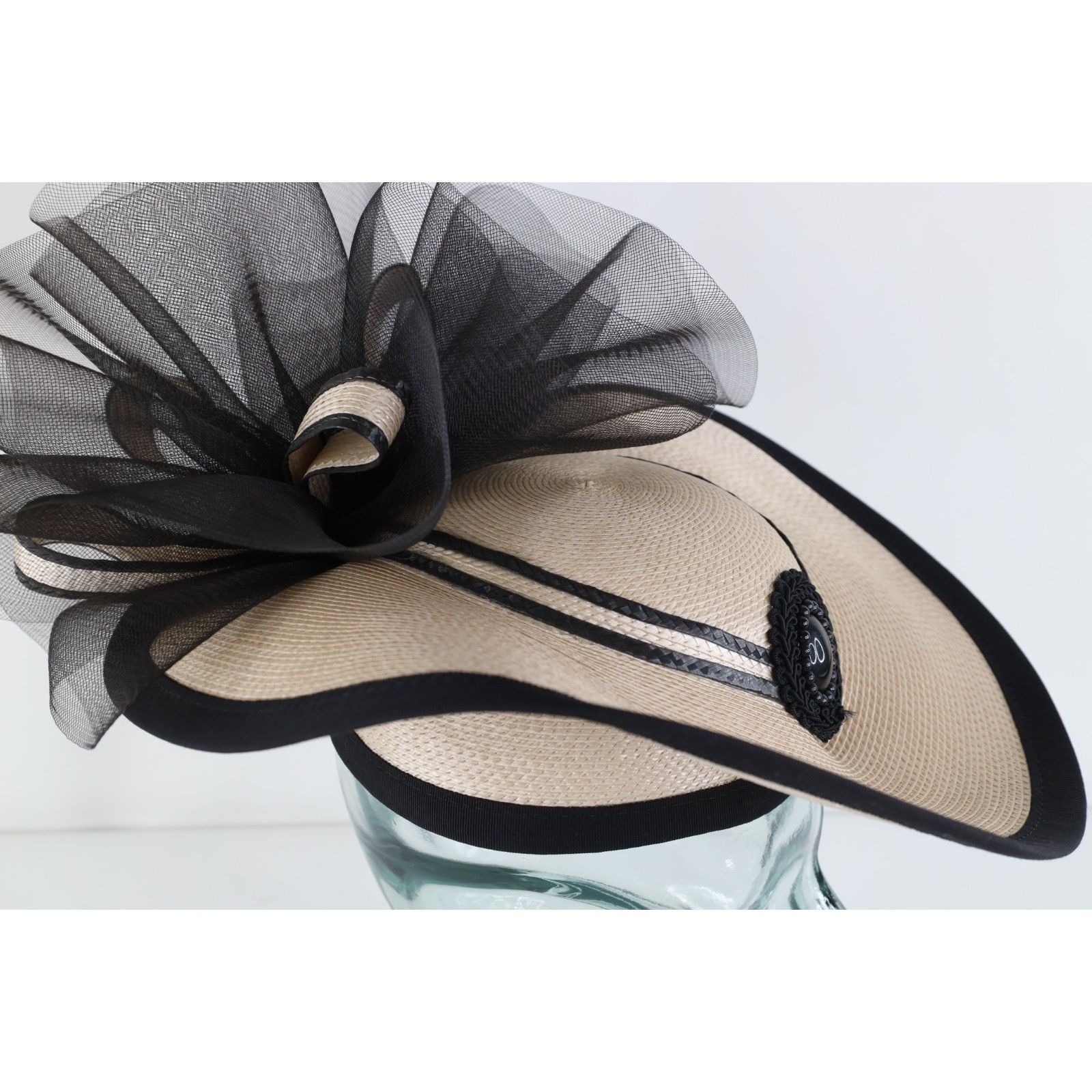Vintage Vintage 80s 90s Wide Brim Brooch Kentucky Derby Church Hat Size ONE SIZE - 4 Thumbnail