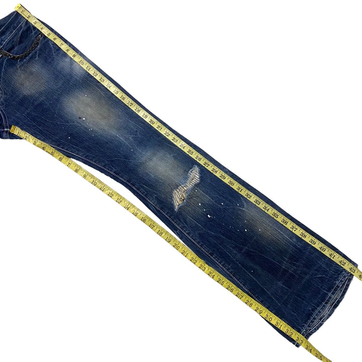 GOSTAR DE FUGA CavariA Denim Oiled Stained Flare Jeans Size US 32 / EU 48 - 18 Thumbnail