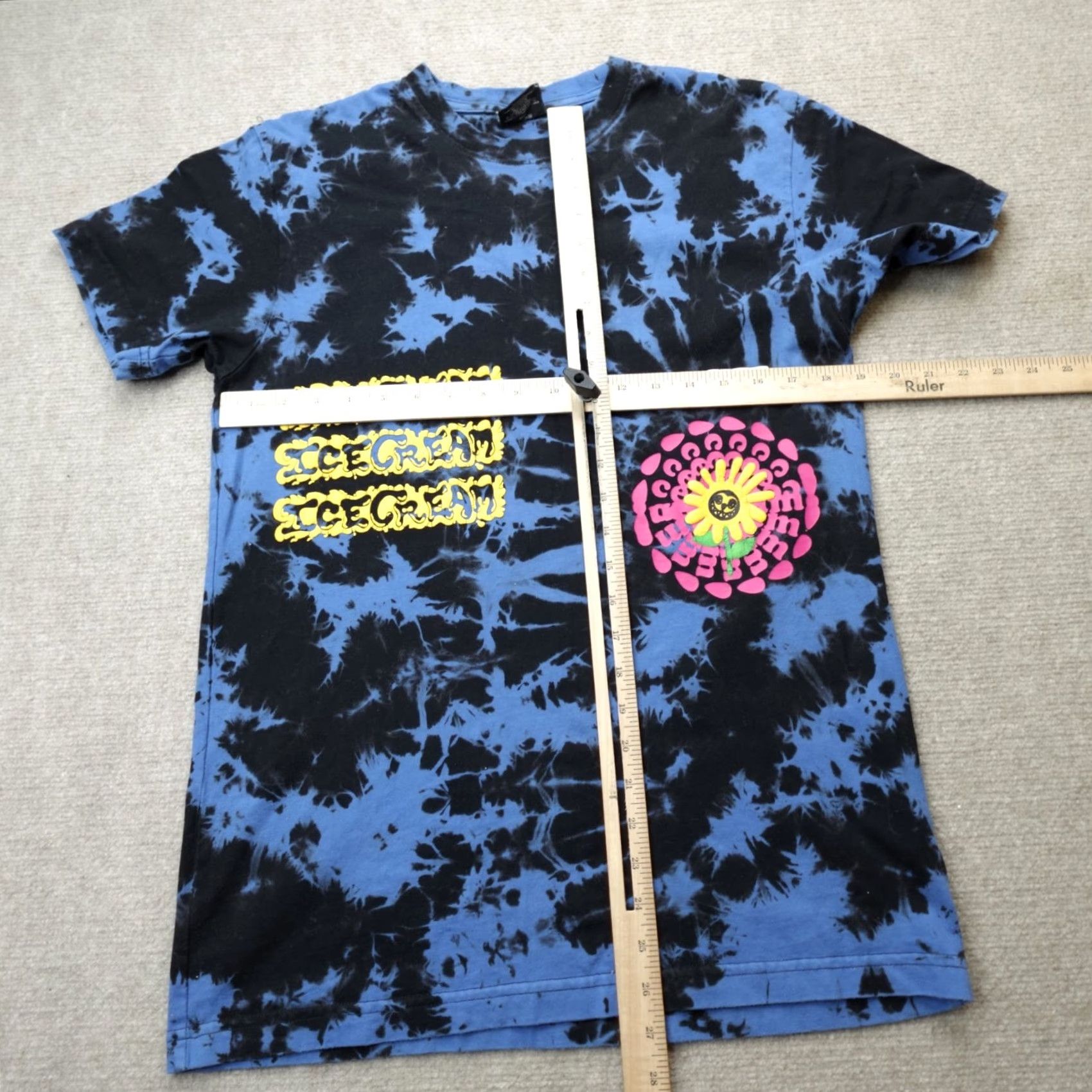 Vintage Icecream Shirt S Blue Double-Sided Tie Dye Graphic Print Crew Neck Short Sleeve Mens T-Shirt Size US S / EU 44-46 / 1 - 7 Thumbnail