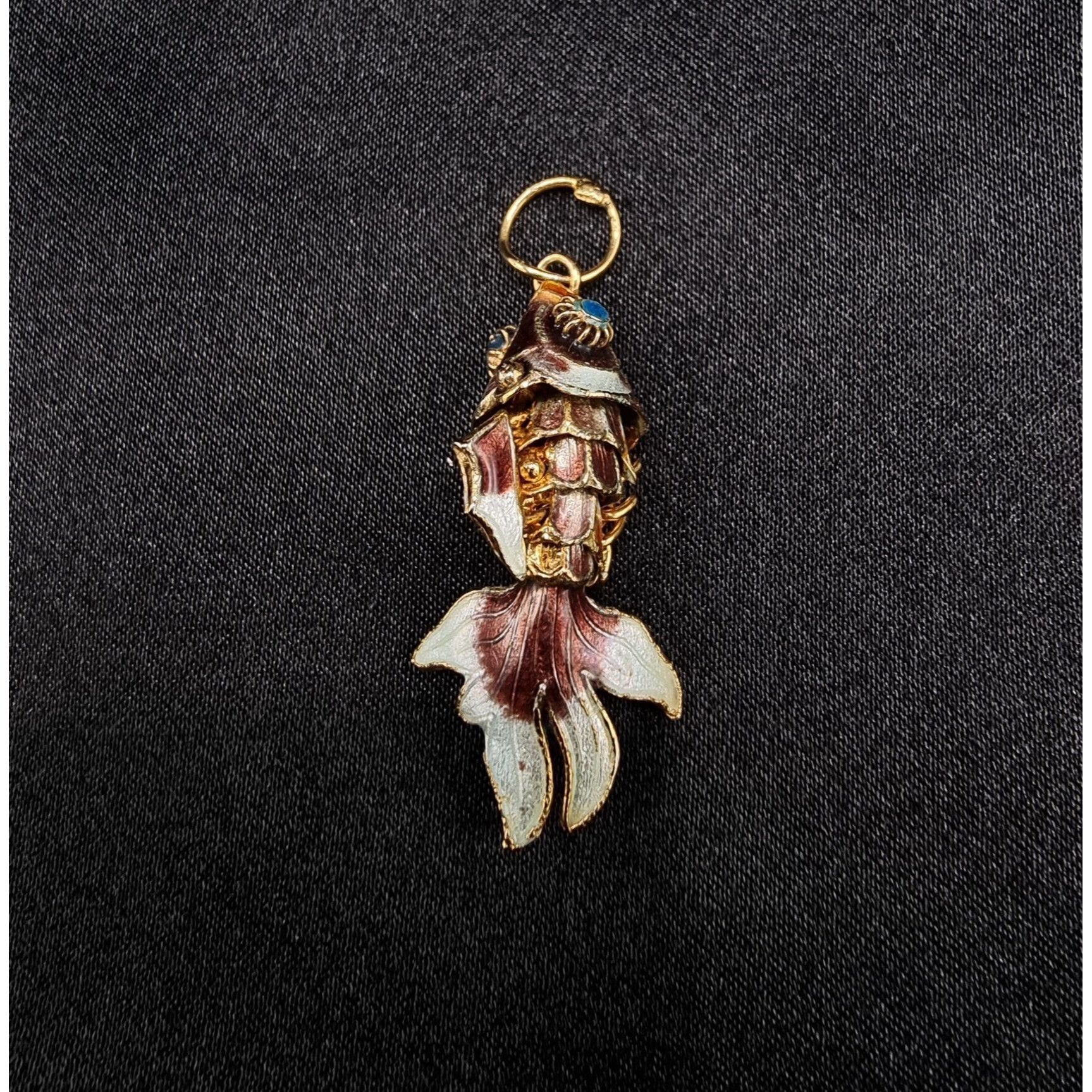 Vintage Vintage Chinese Movable Articulated Goldfish Pendant With En Size ONE SIZE - 2 Thumbnail