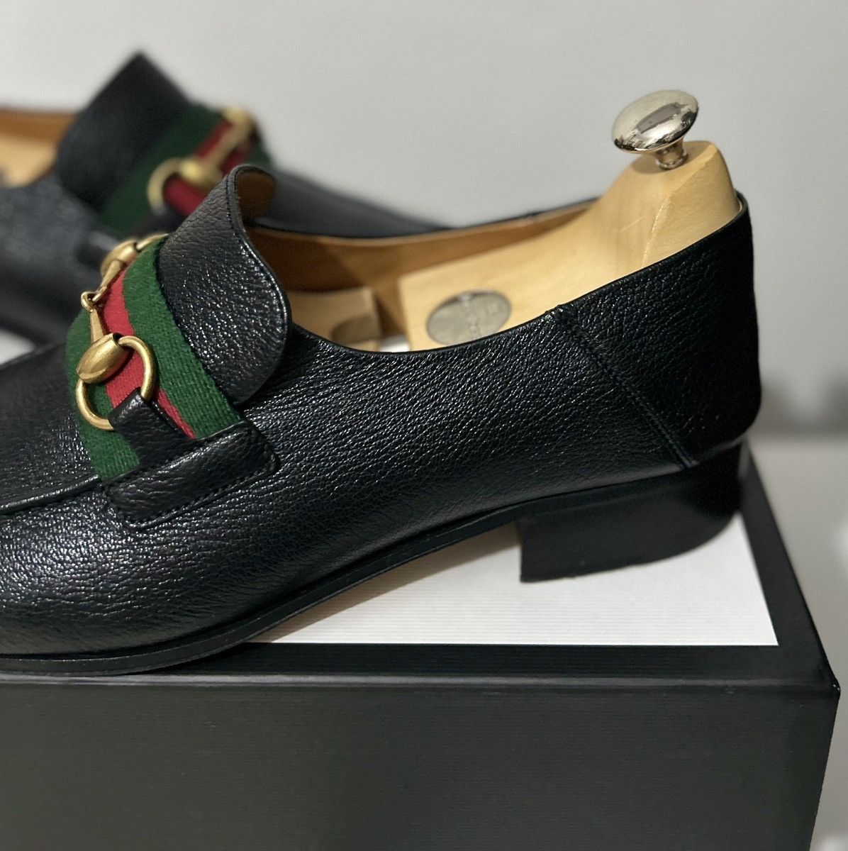 Gucci Gucci GG Bonnie Black Leather Horsebit Web Loafers UK8 Size US 8 / EU 41 - 14 Thumbnail