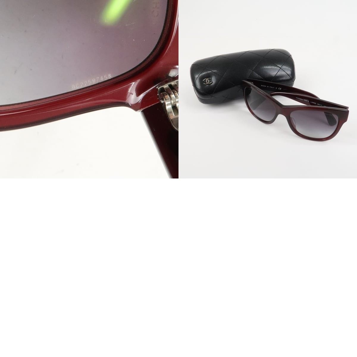 Chanel Chanel Side CC Logo Sunglasses Plastic Burgundy Size ONE SIZE - 7 Thumbnail