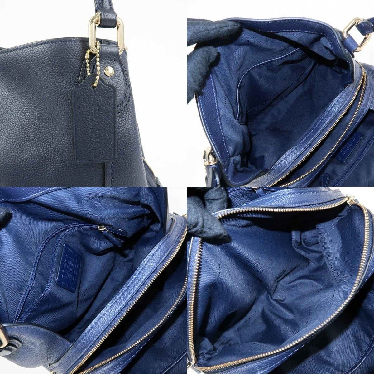 Coach Coach Edie Leather Shoulder Bag Navy Size ONE SIZE - 7 Thumbnail